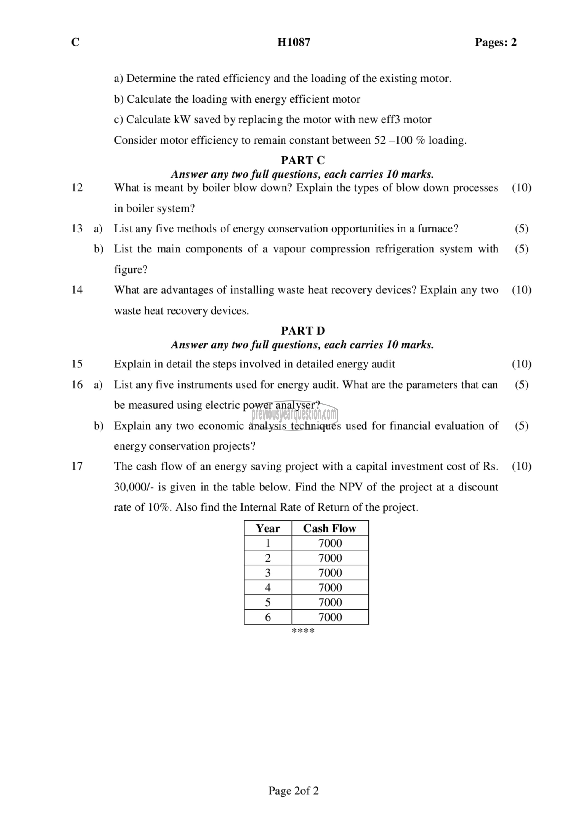 Question Paper - Energy Management and Auditing-2