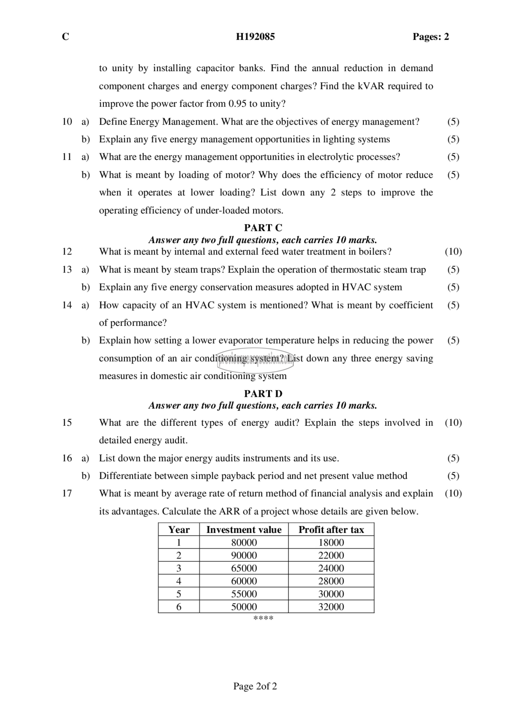 Question Paper - Energy Management and Auditing-2