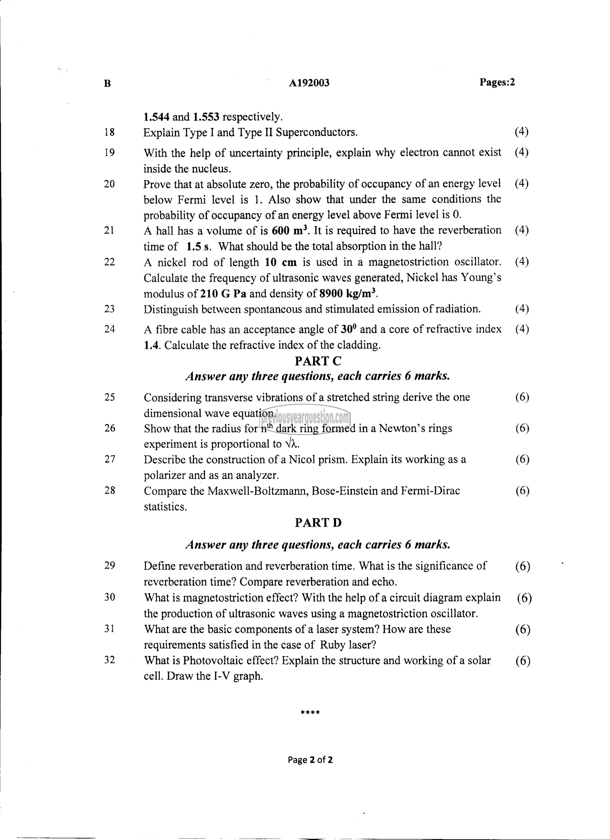 Question Paper - Engineering Physics-2