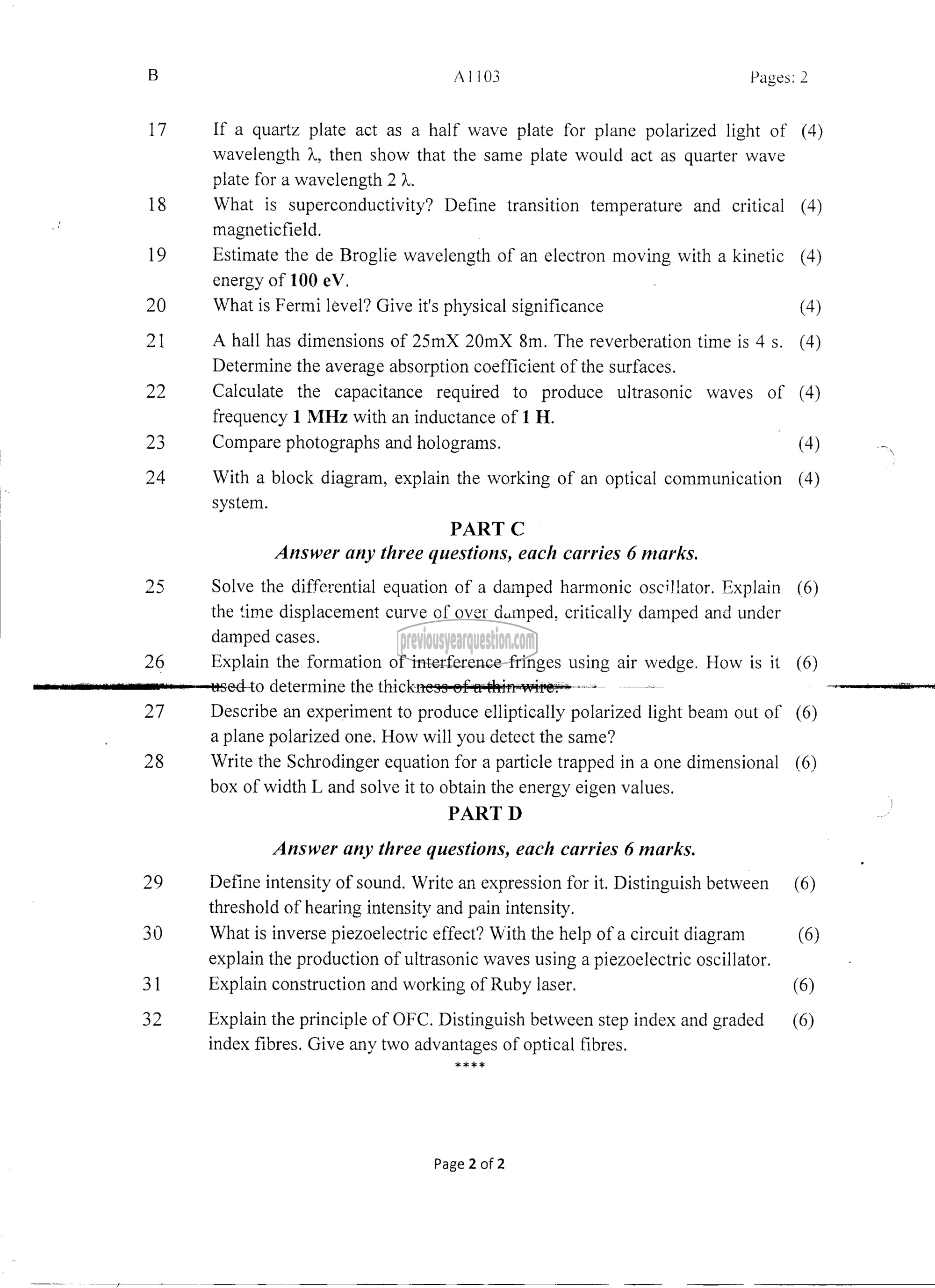 Question Paper - Engineering Physics-2