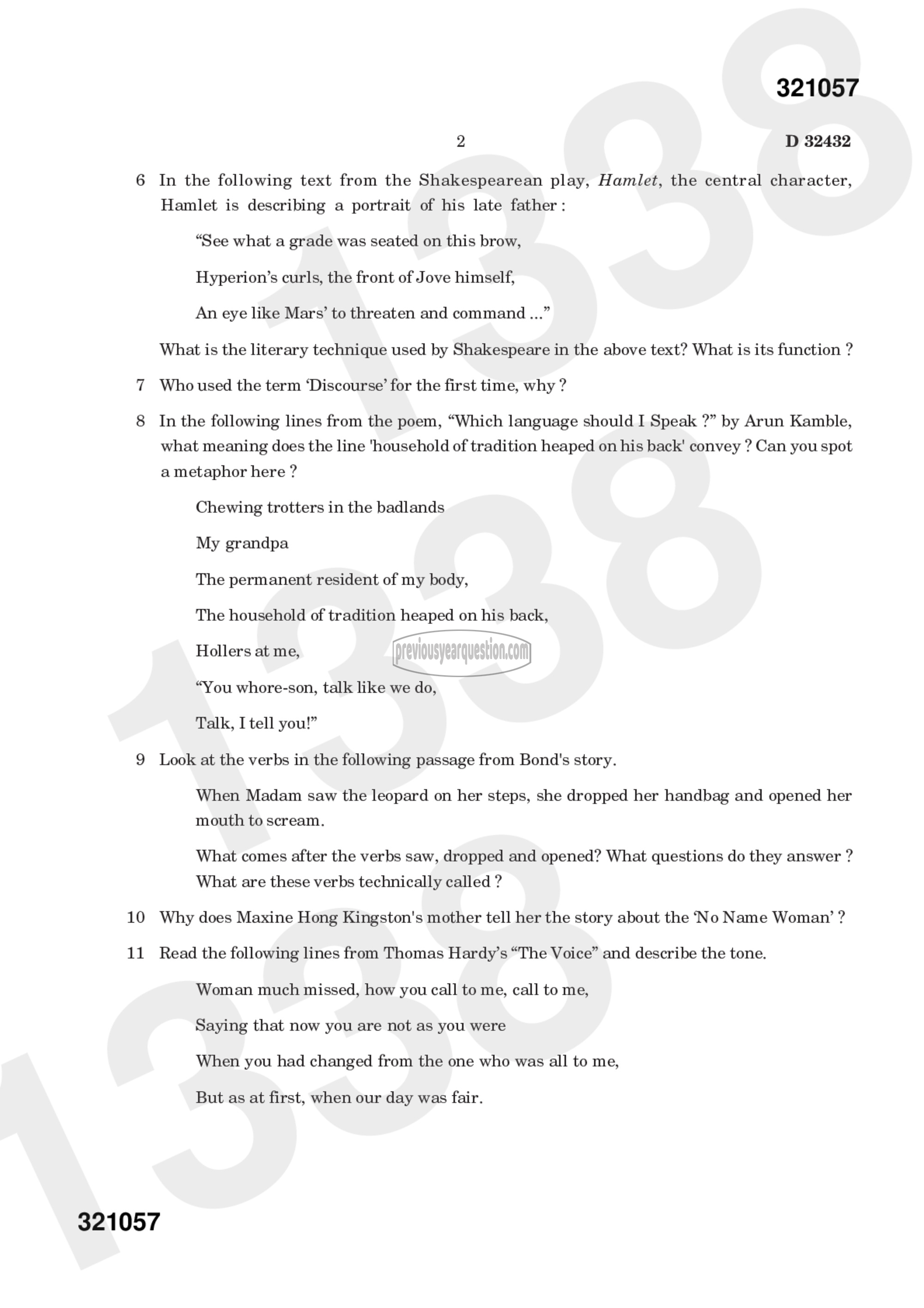 Question Paper - Reading Poetry-2