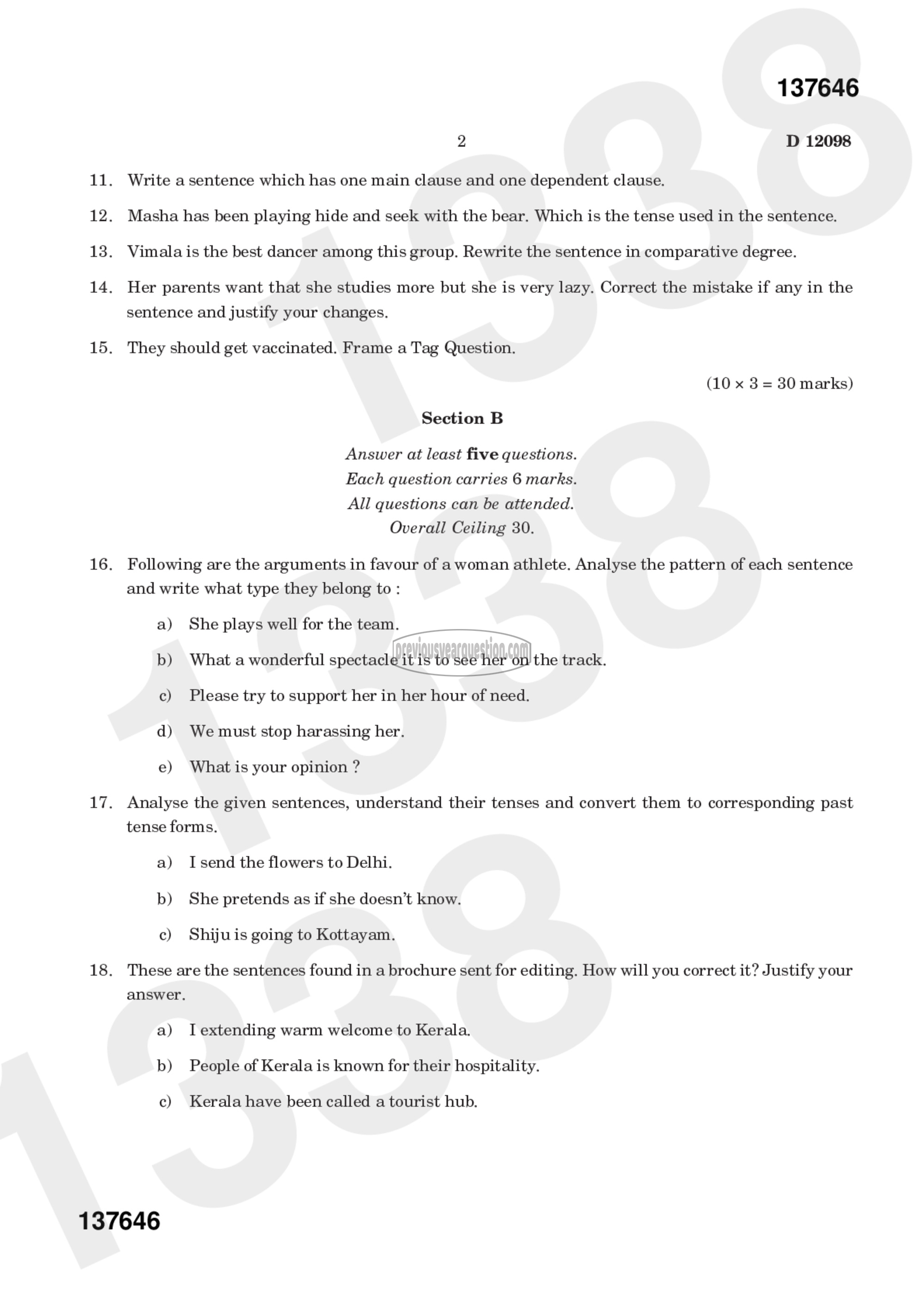 Question Paper - ENGLISH GRAMMAR AND USAGE-2