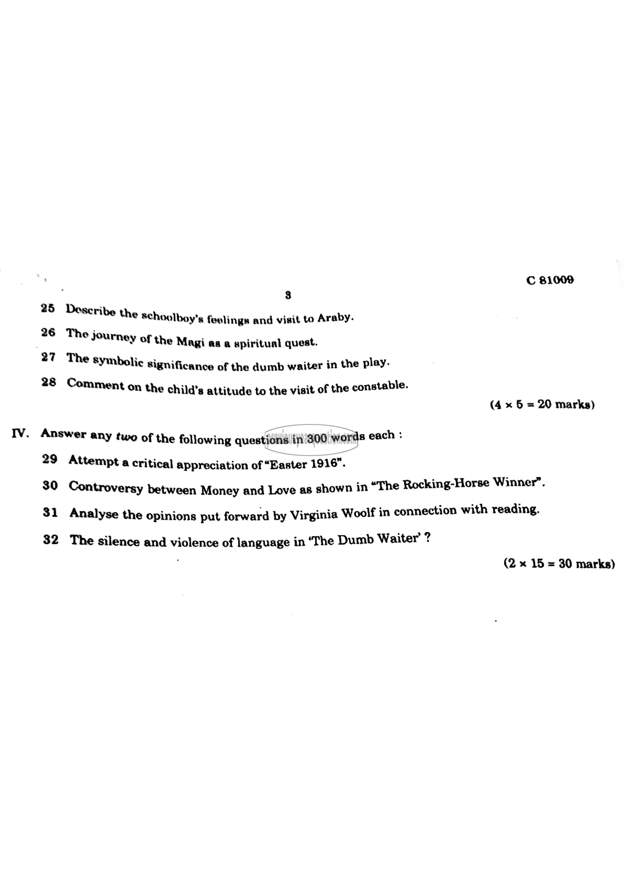 Question Paper - Modern English Literature-3