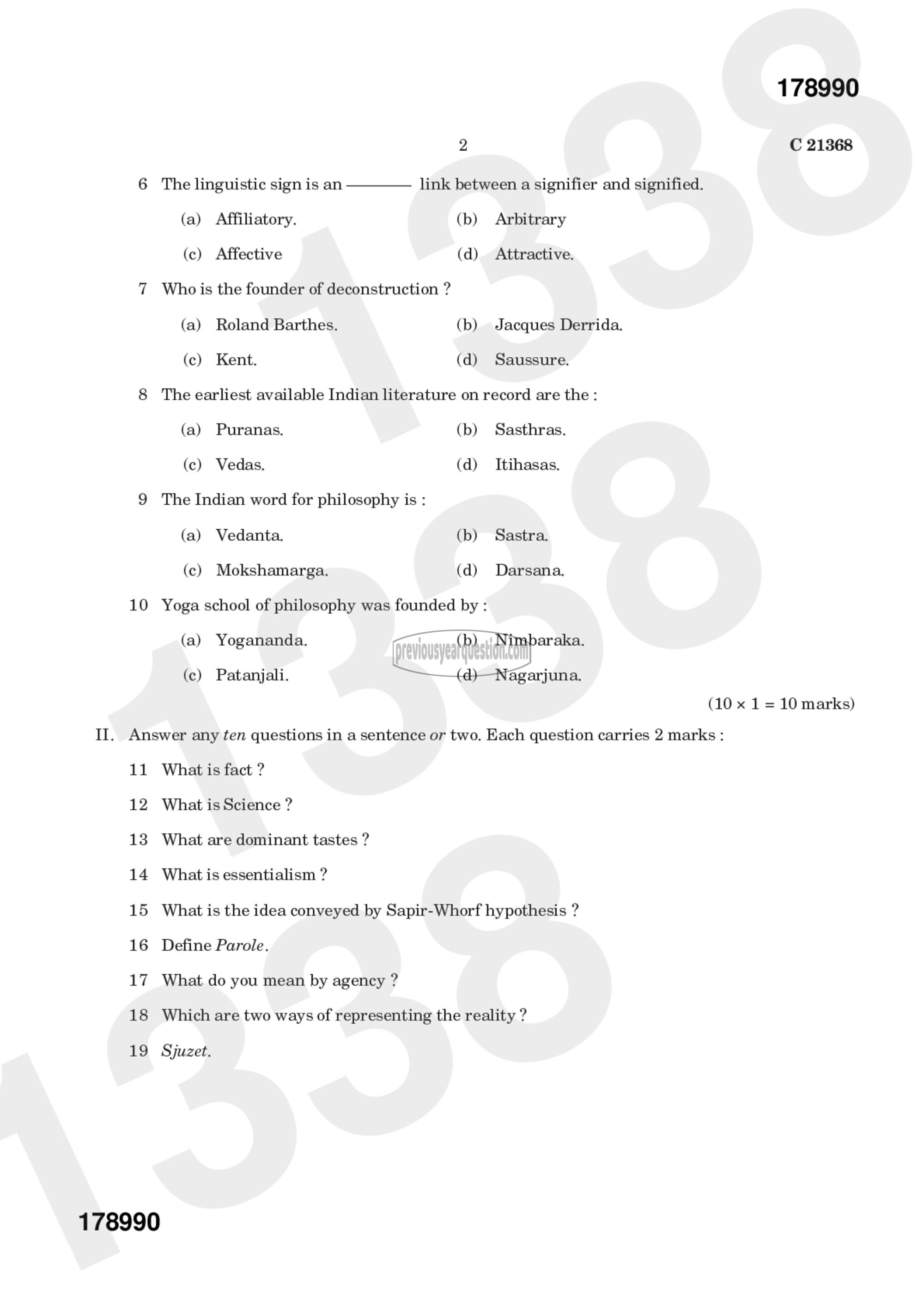 Question Paper - Methodology of Humanities-2