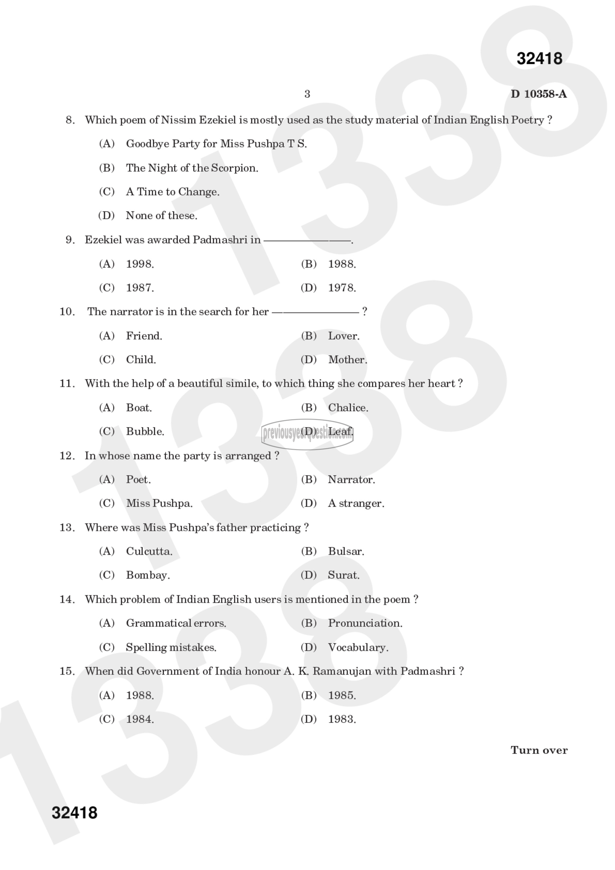 Question Paper - Indian Writing in English-6