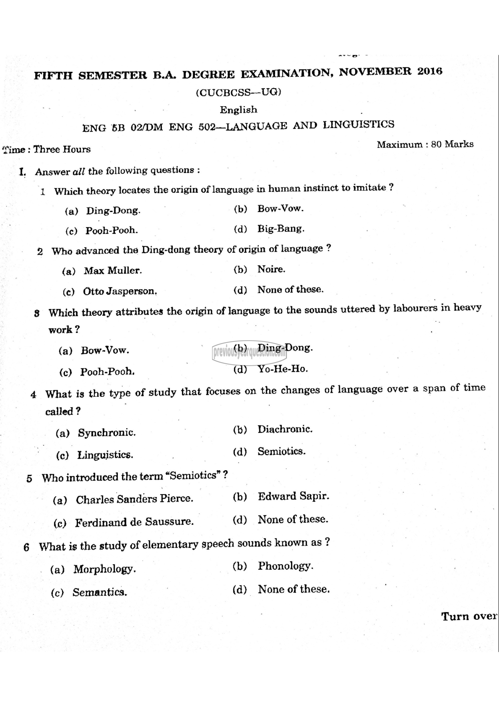 Question Paper - Language and Linguistics-1