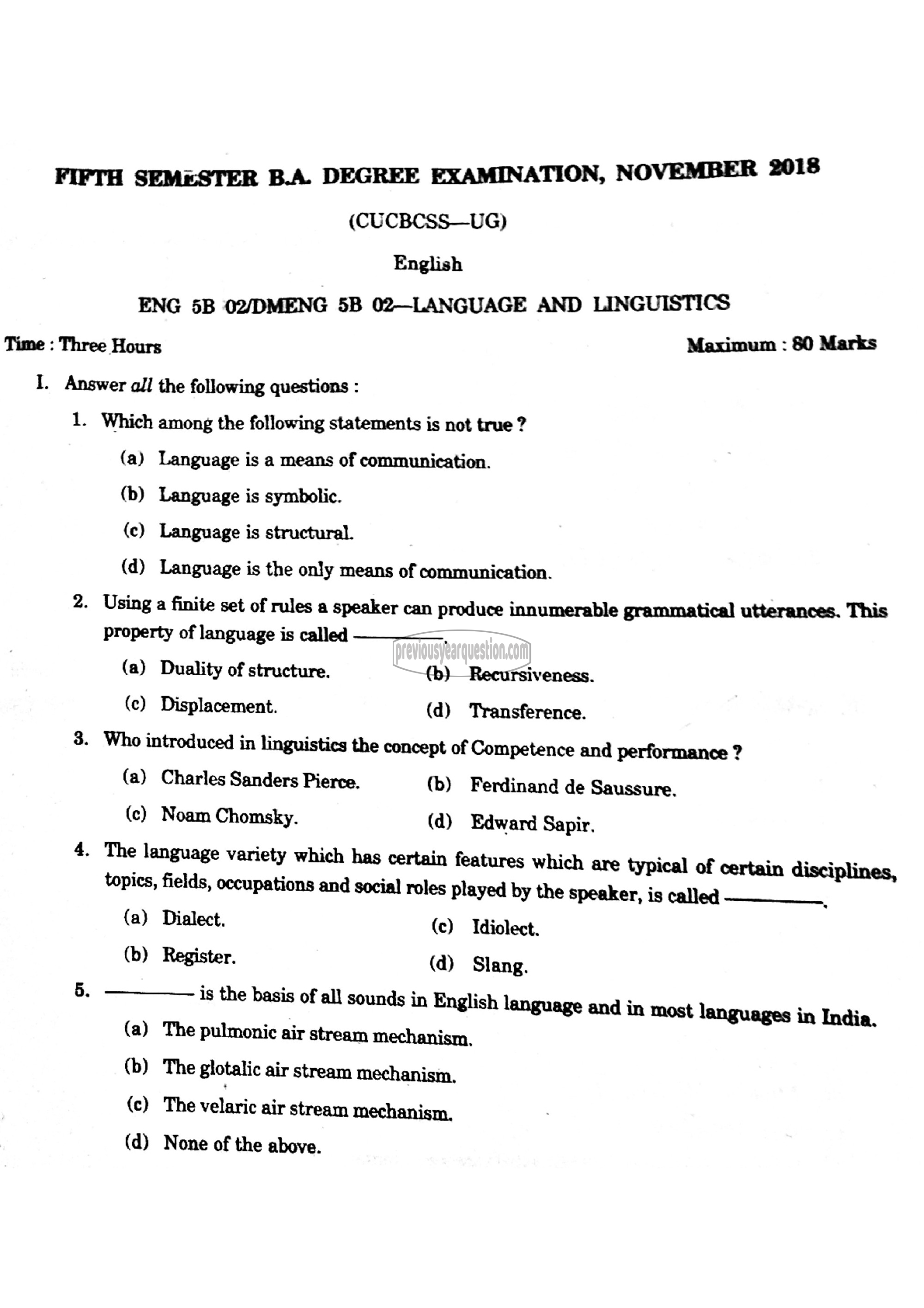 Question Paper - Language and Linguistics-1