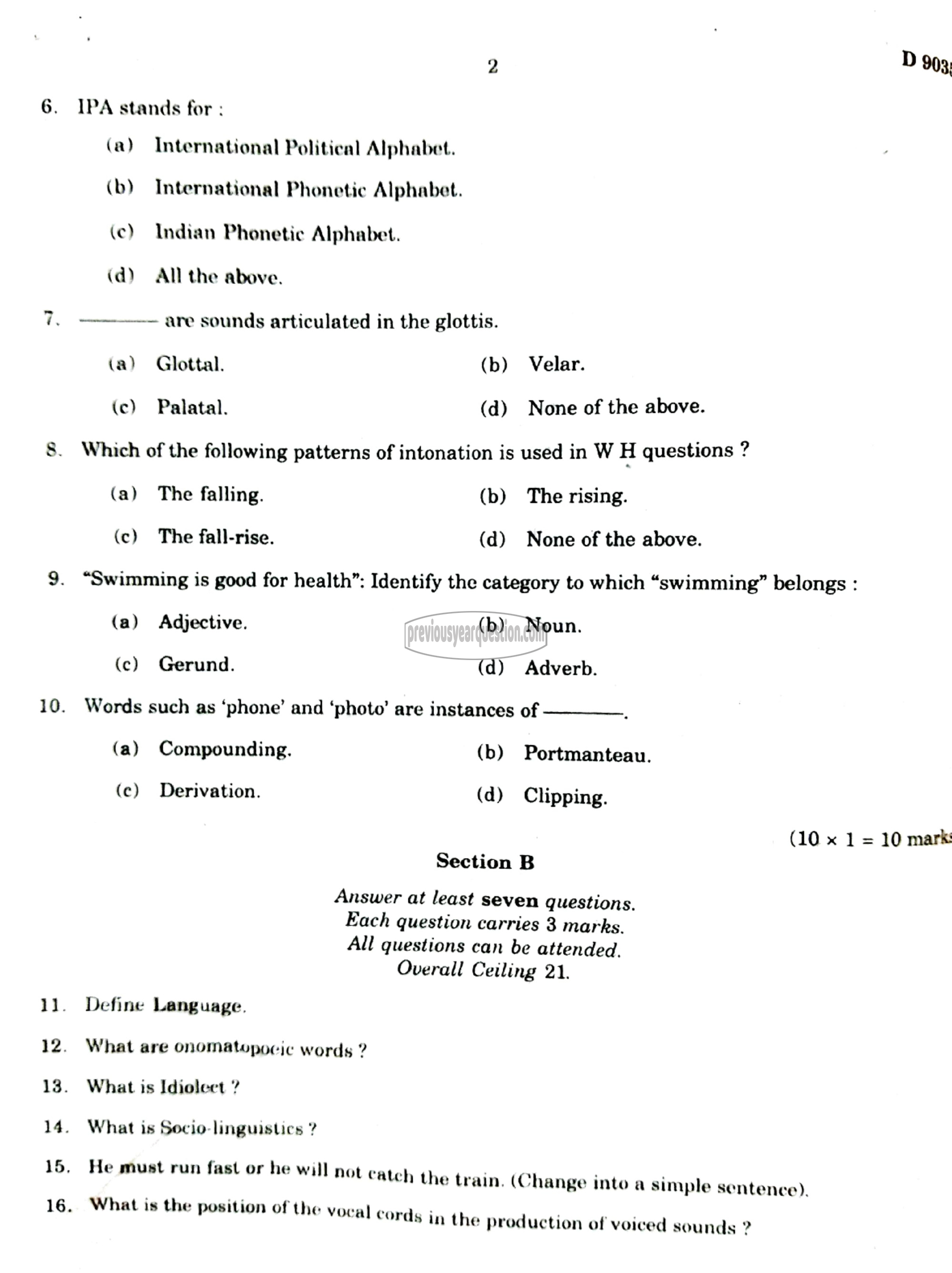 Question Paper - Language and Linguistics-2