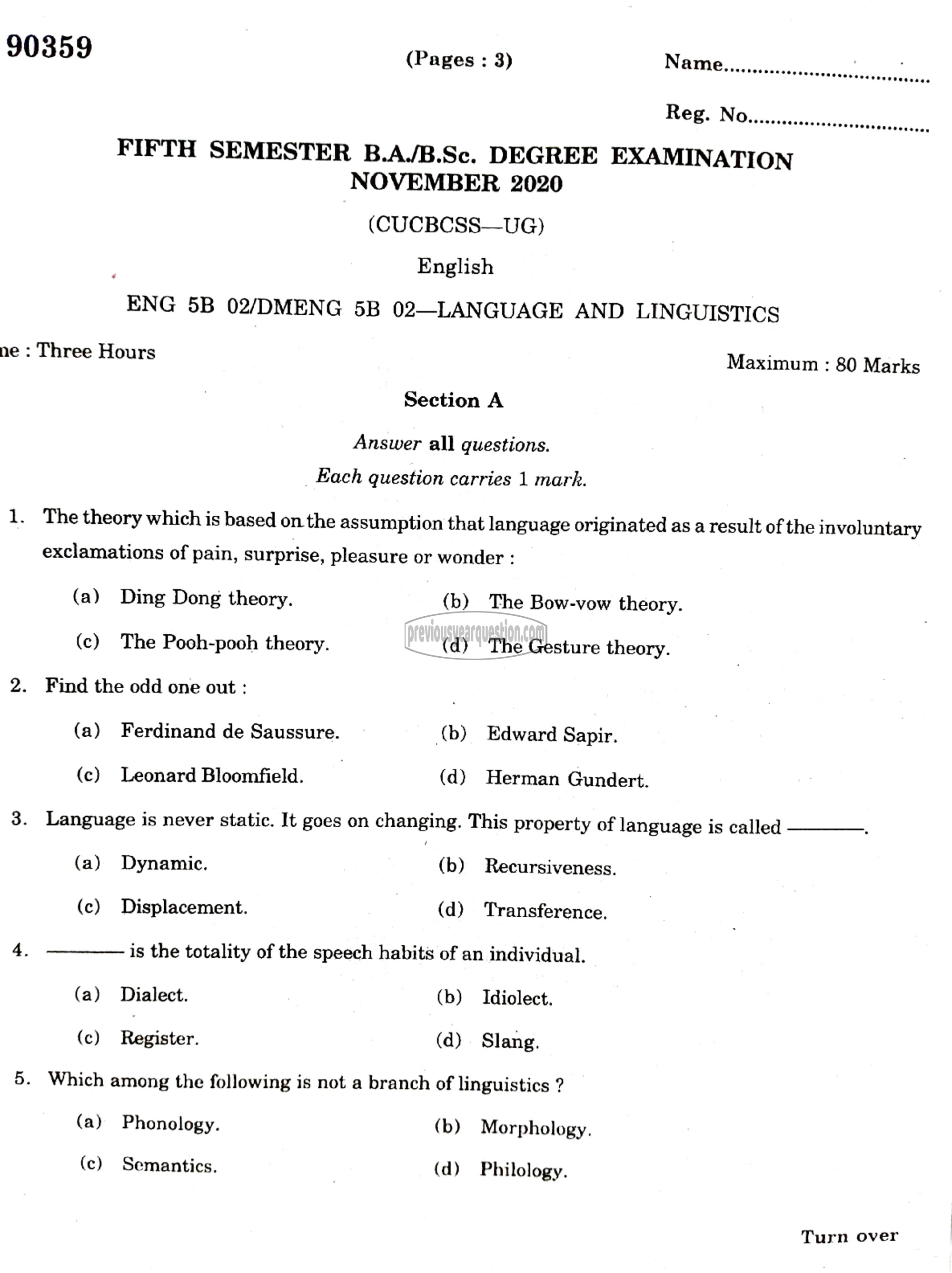 Question Paper - Language and Linguistics-1