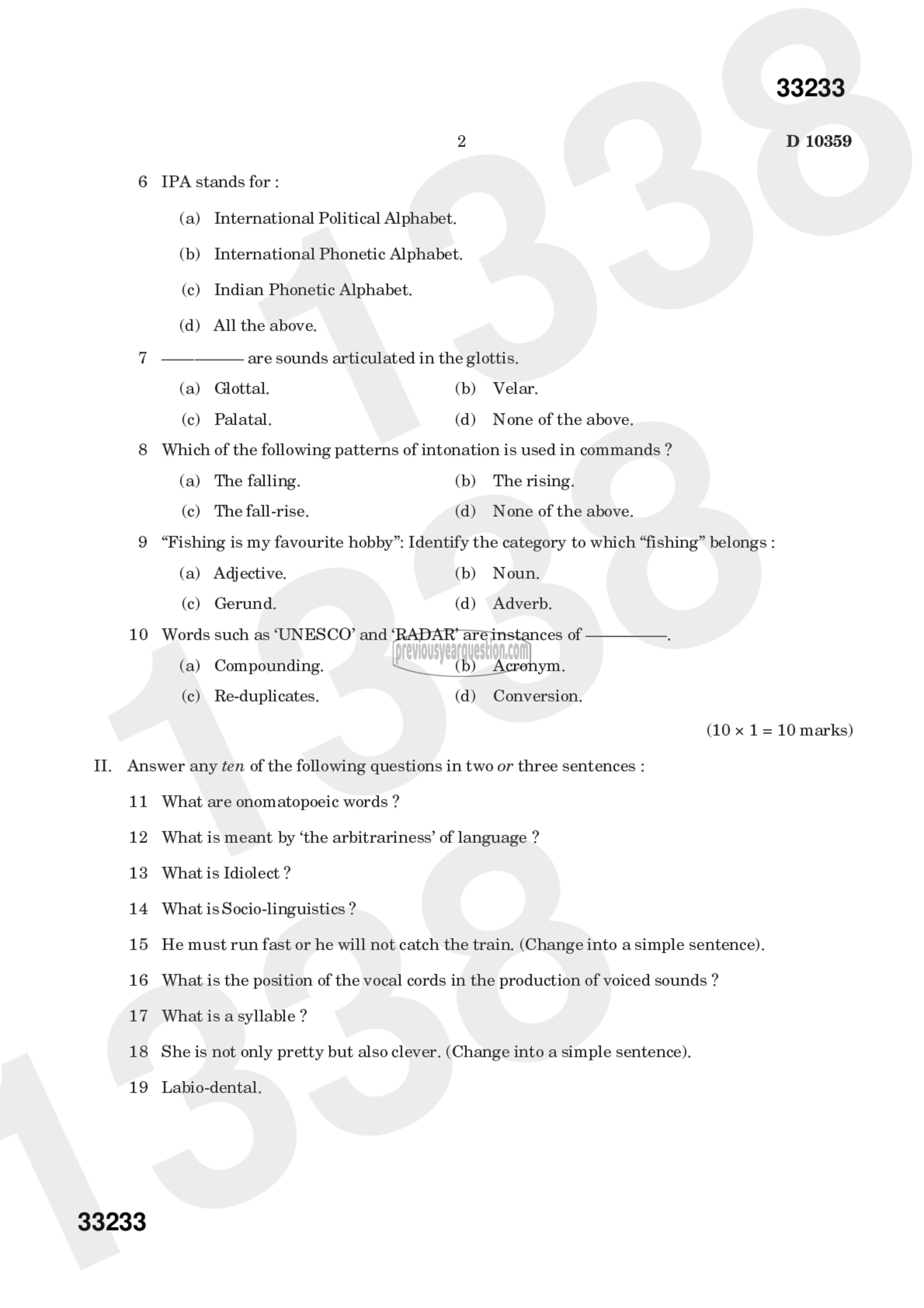 Question Paper - Language and Linguistics-2