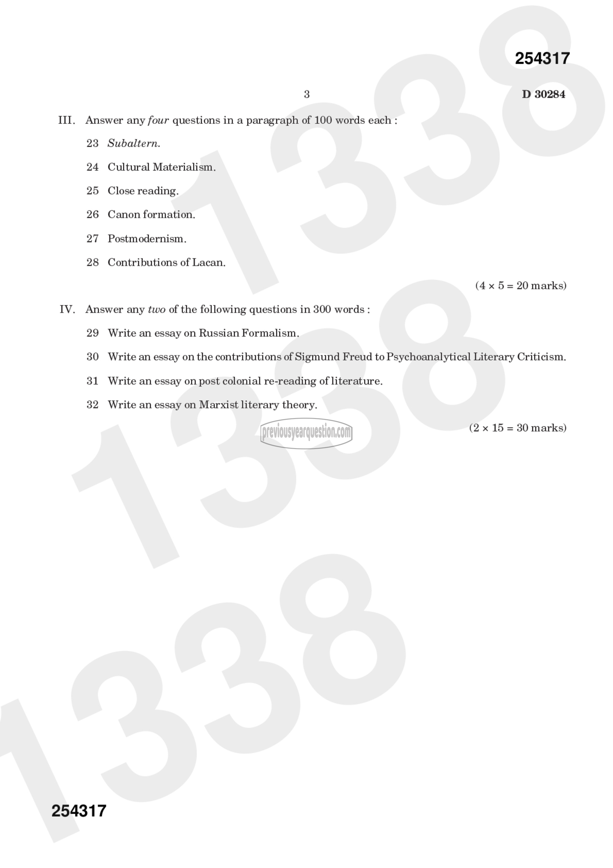 Question Paper - Methodology of Literature-3