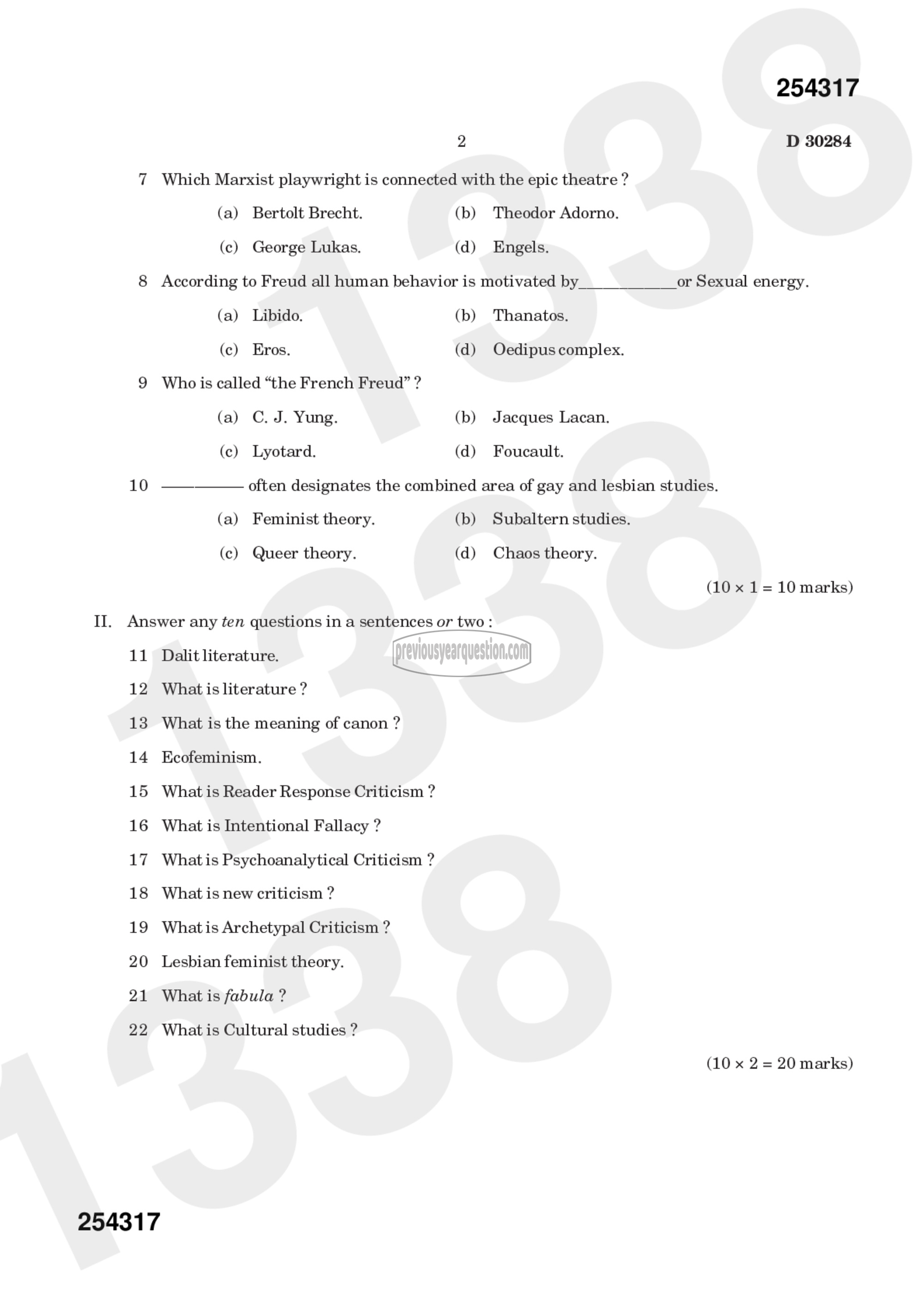 Question Paper - Methodology of Literature-2