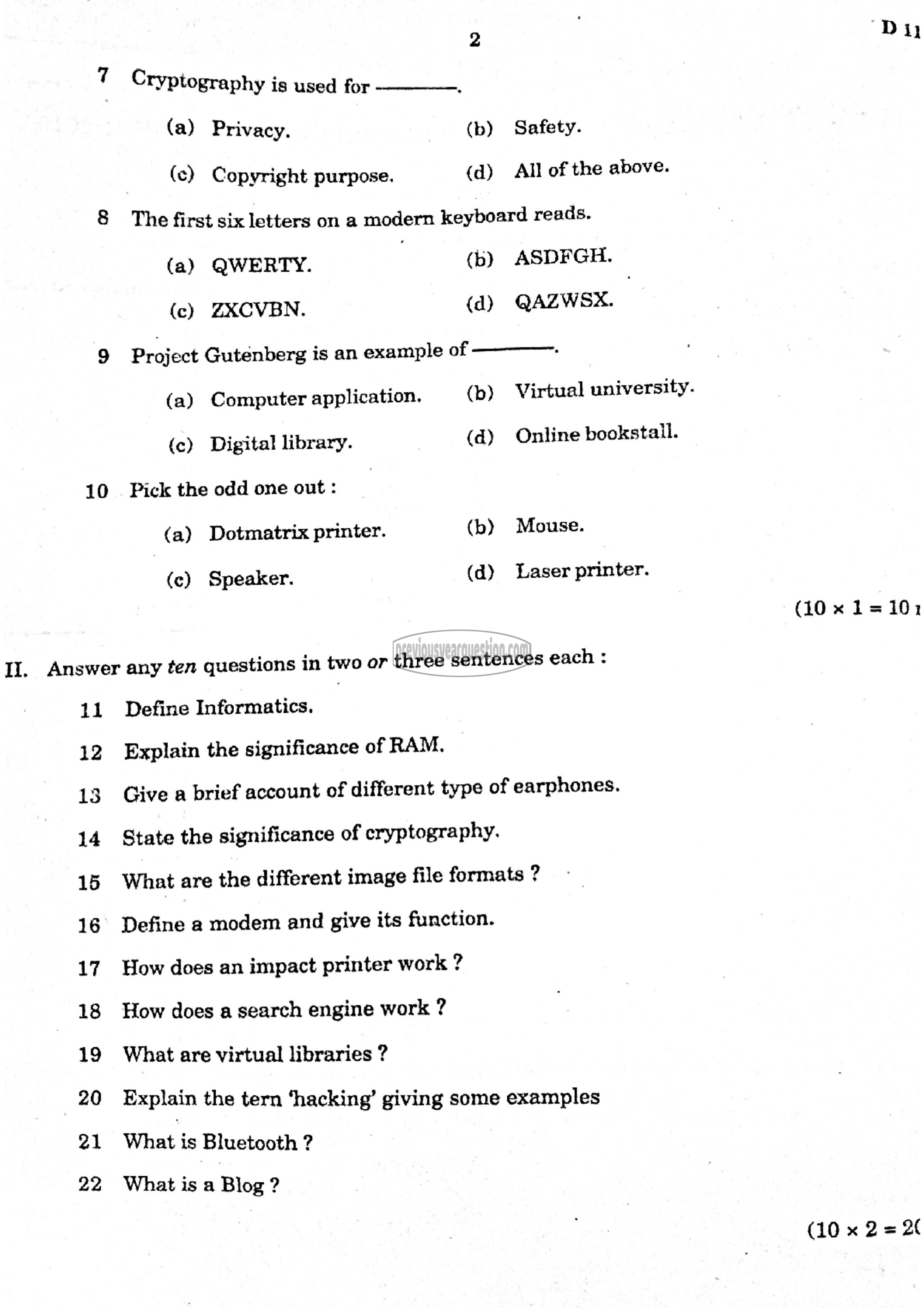 Question Paper - Informatics-2