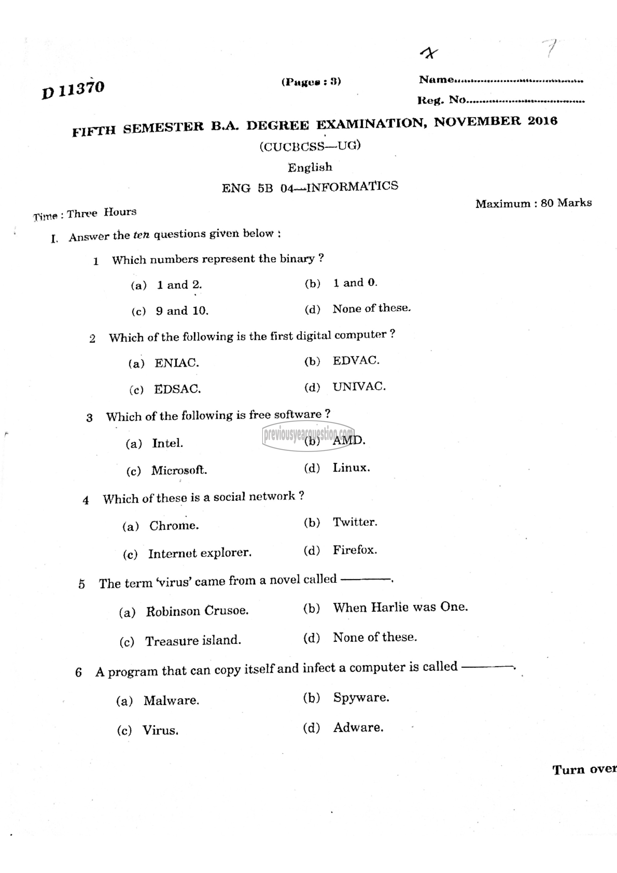 Question Paper - Informatics-1