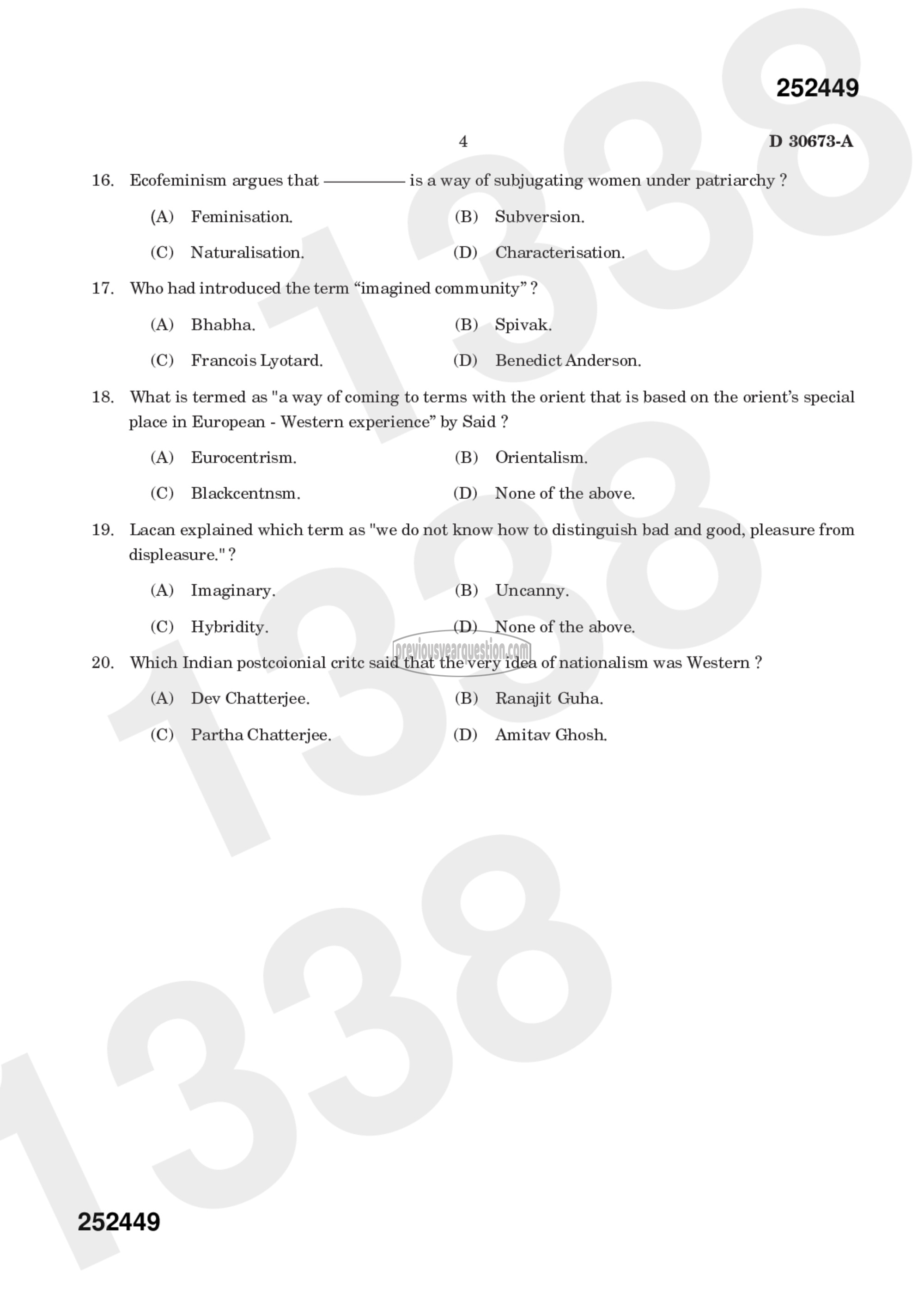 Question Paper - LITERARY THEORY-6