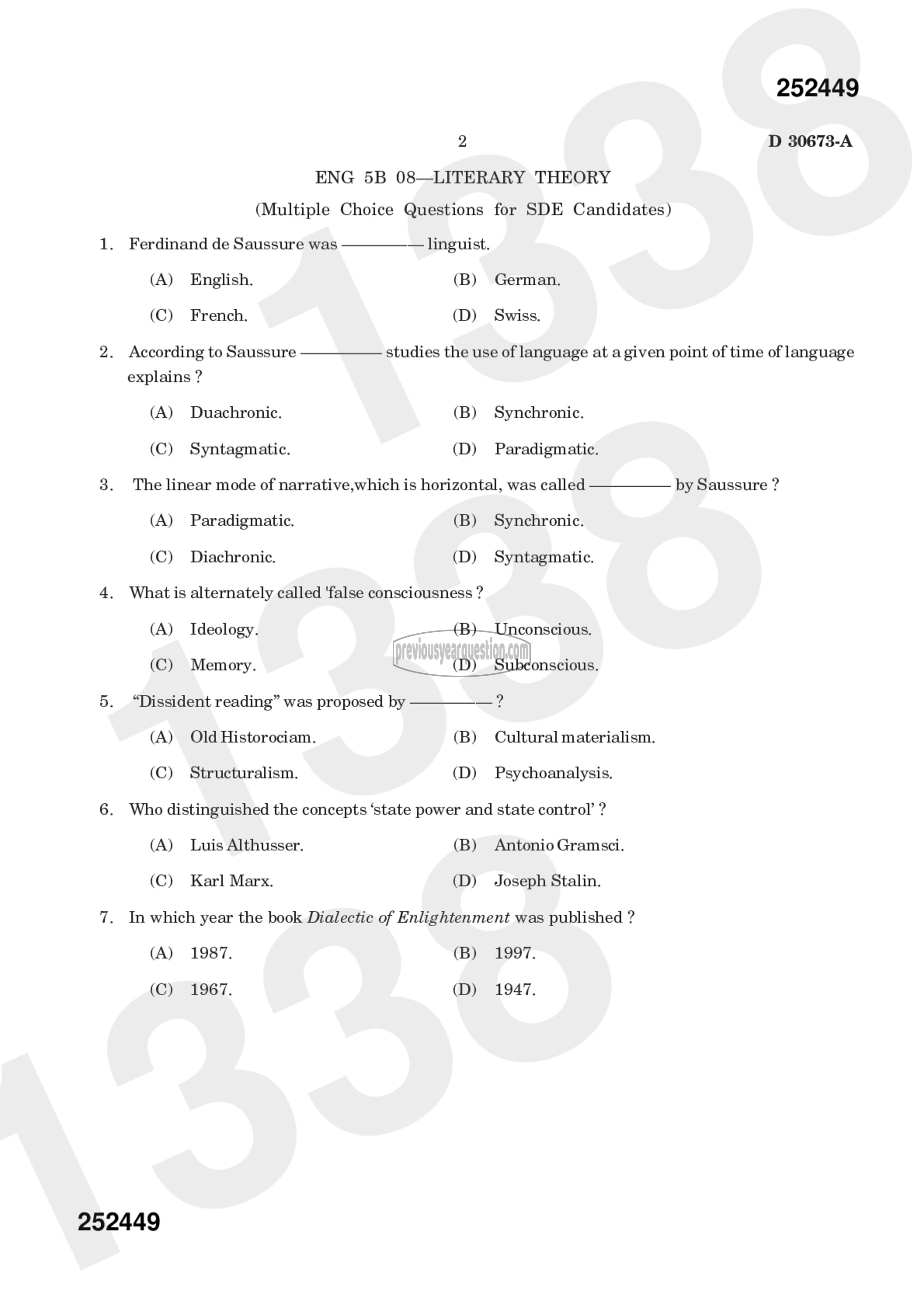 Question Paper - LITERARY THEORY-4