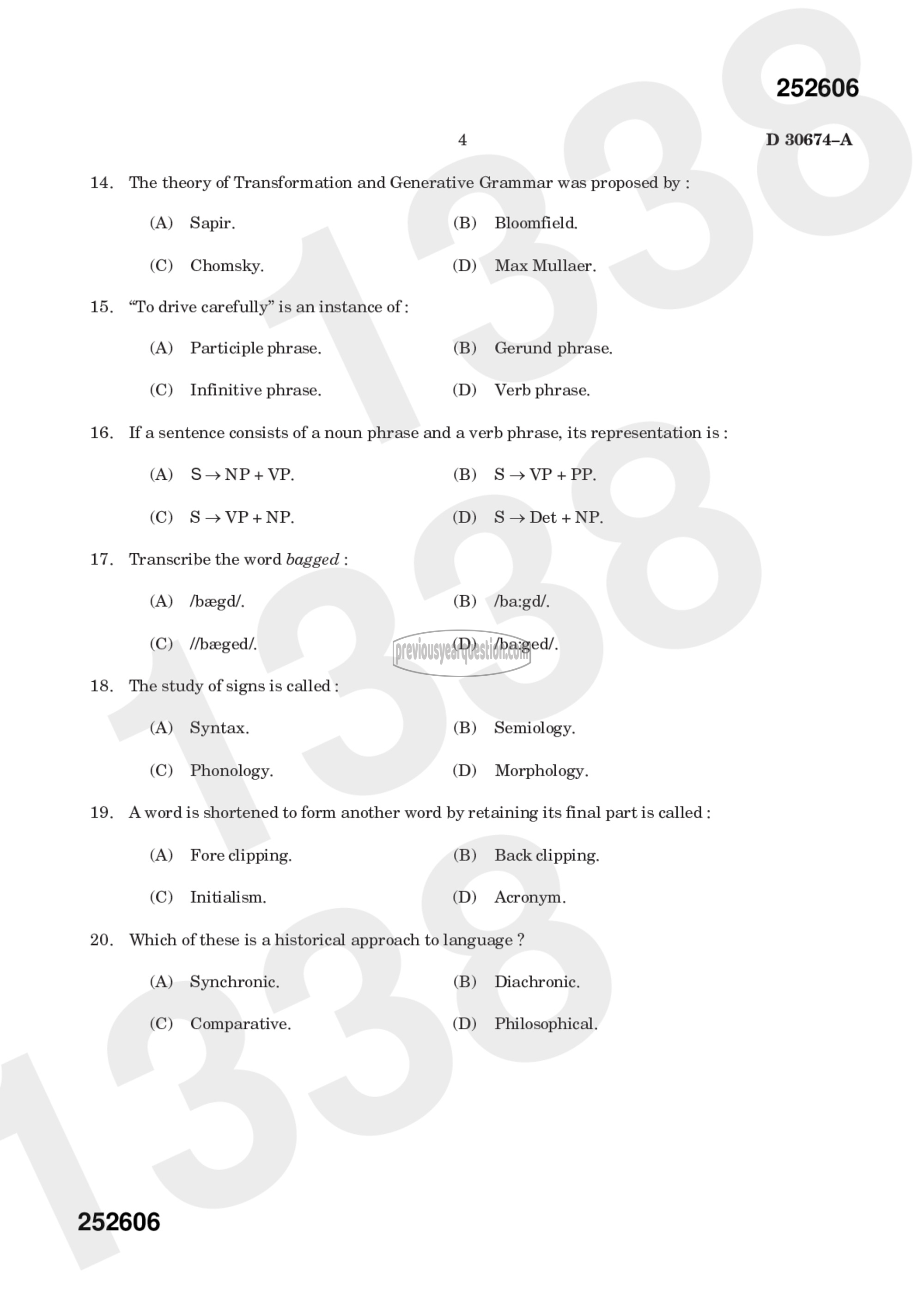 Question Paper - LANGUAGE AND LINGUISTICS-6