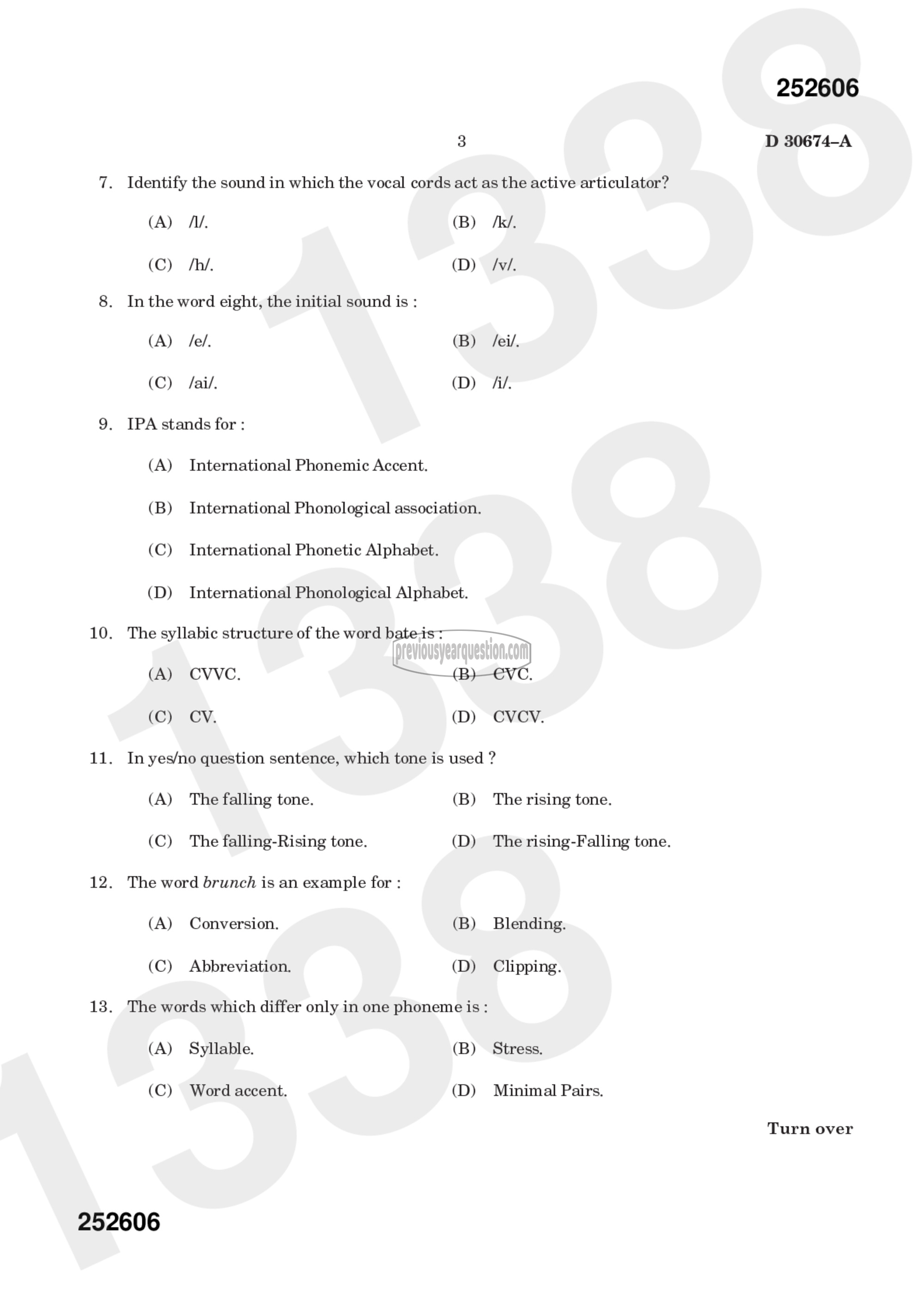 Question Paper - LANGUAGE AND LINGUISTICS-5