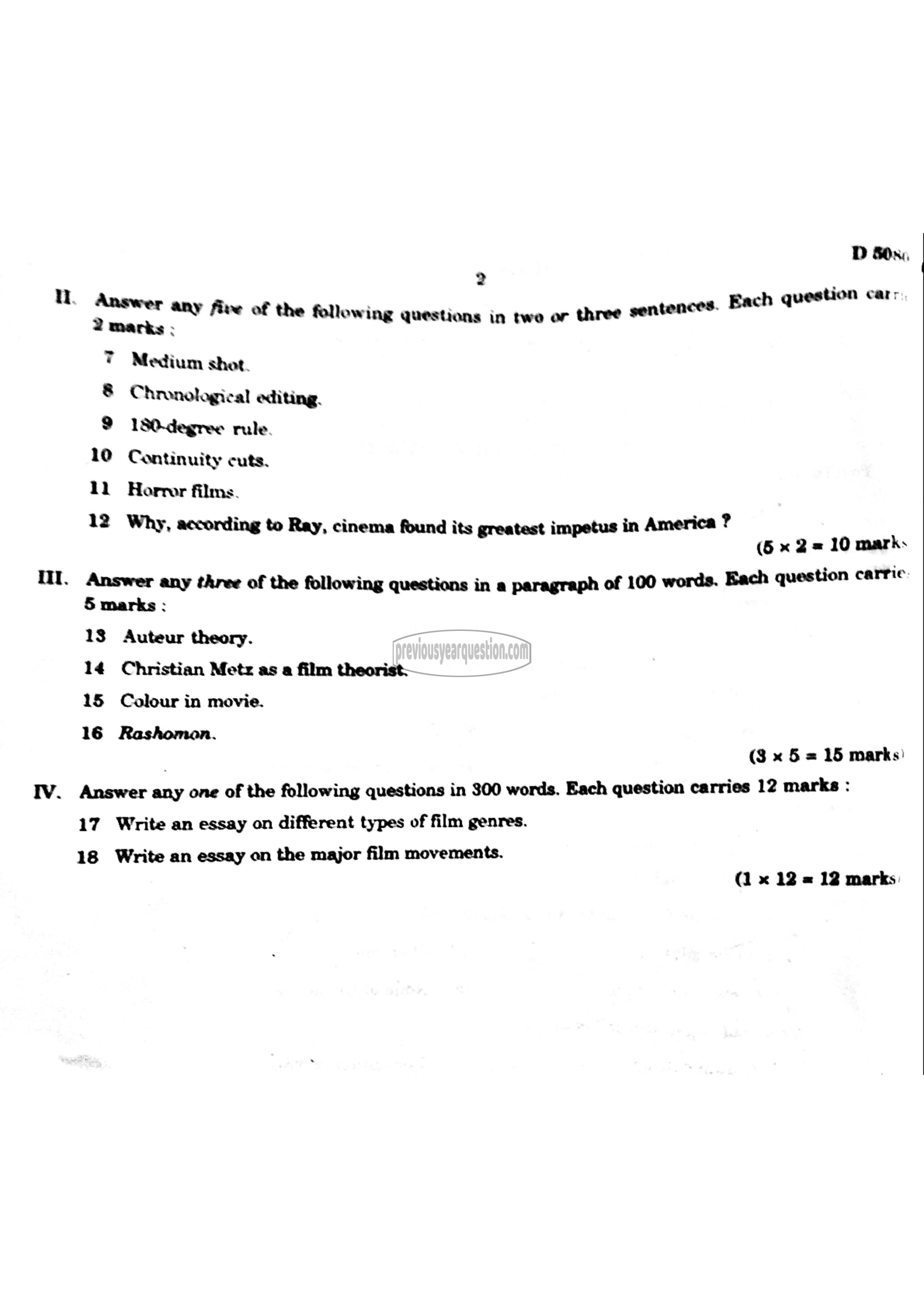 Question Paper - Film Studies-2