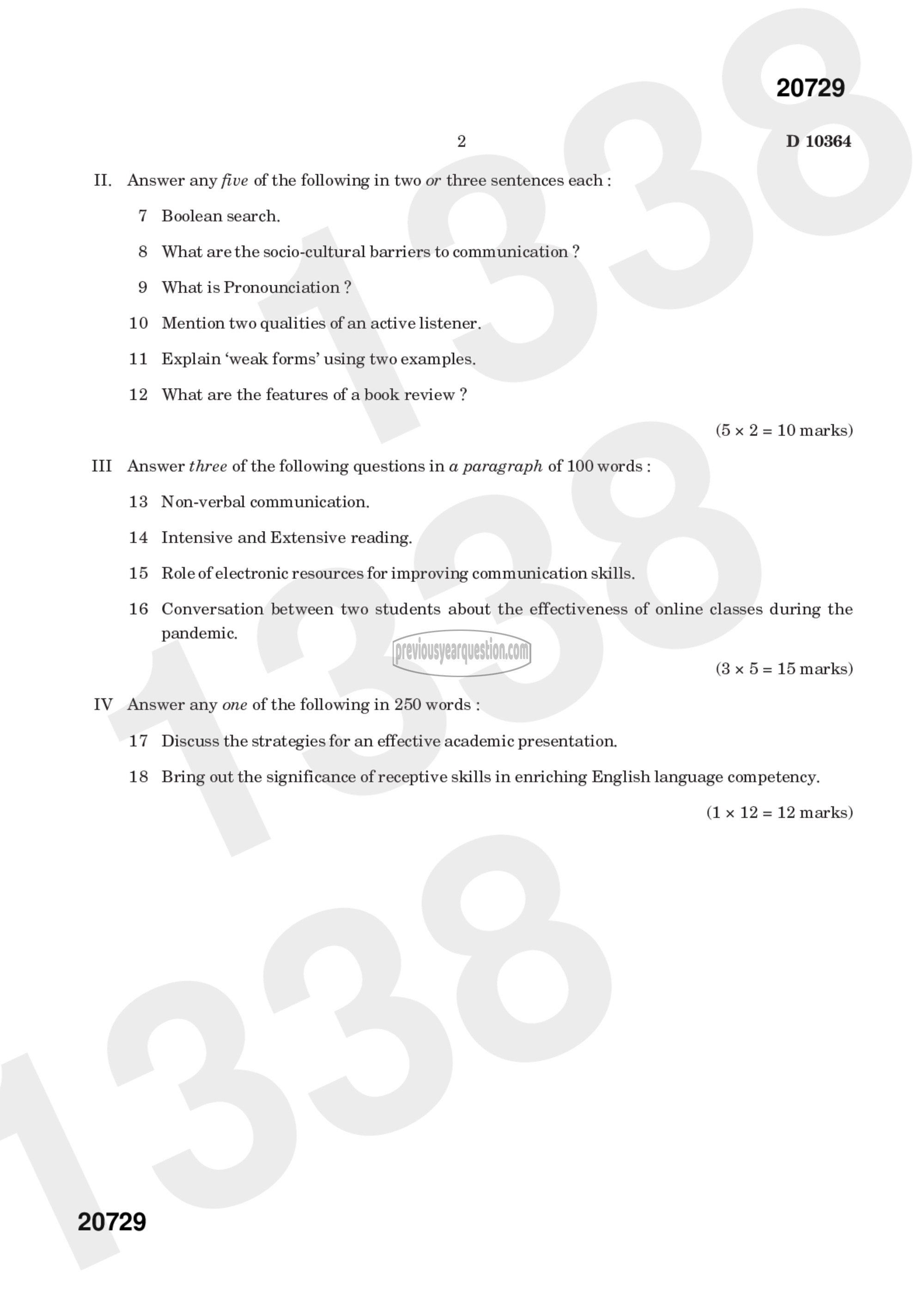 Question Paper - Applied Language Skills-2