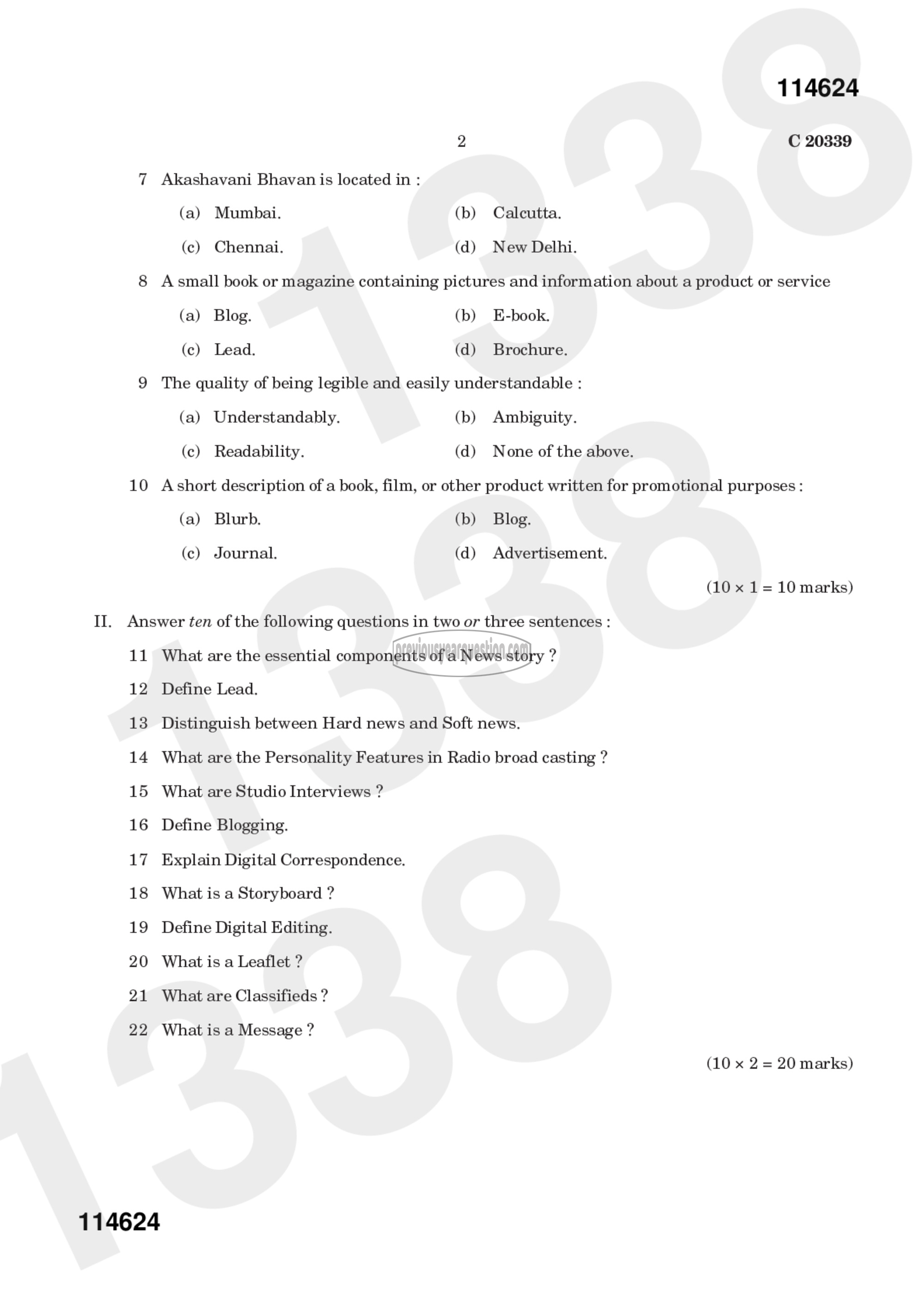 Question Paper - Writing for the Media-2