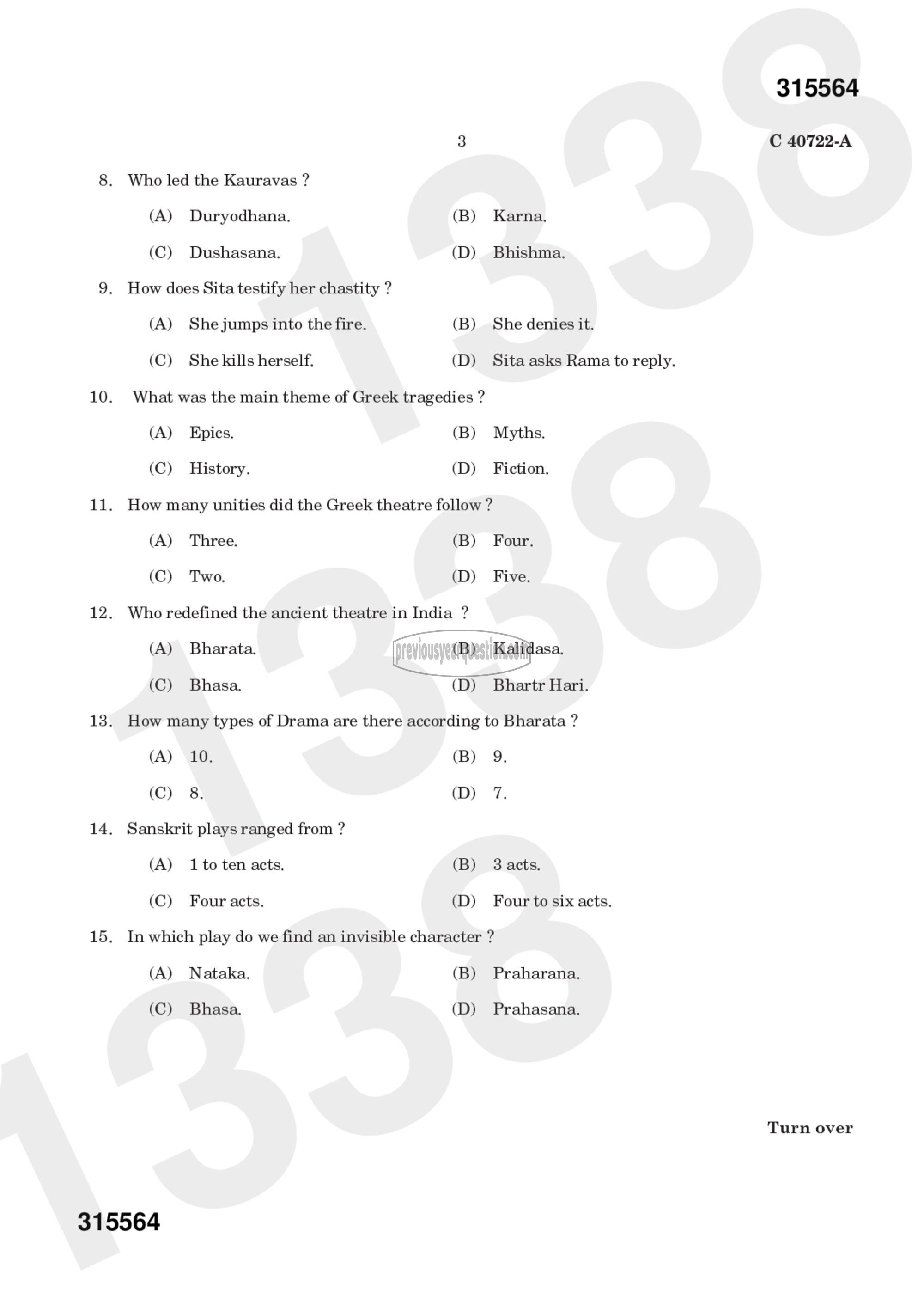 Question Paper - CLASSICS OF WORLD LITERATURE-5