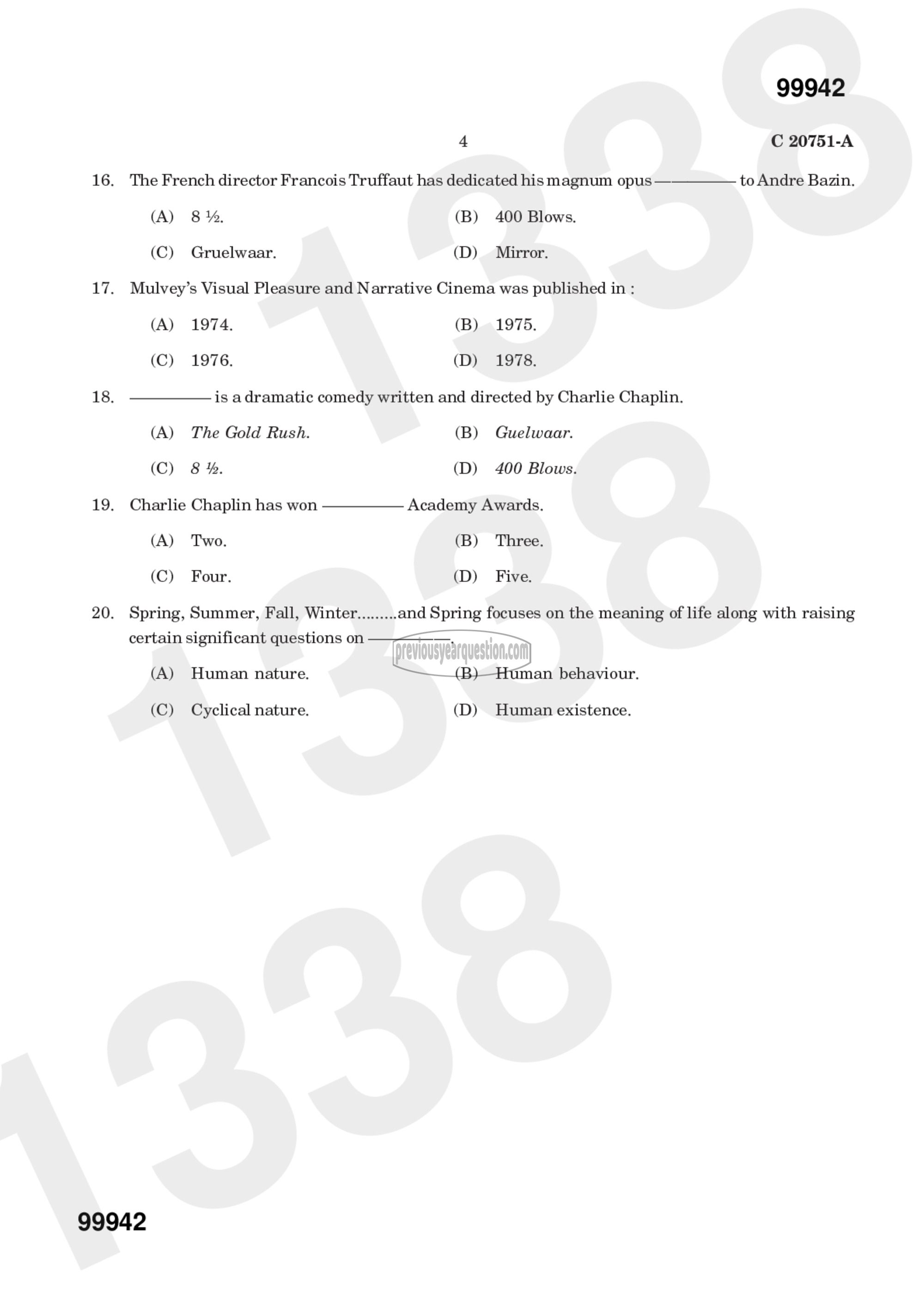 Question Paper - FILM STUDIES-6