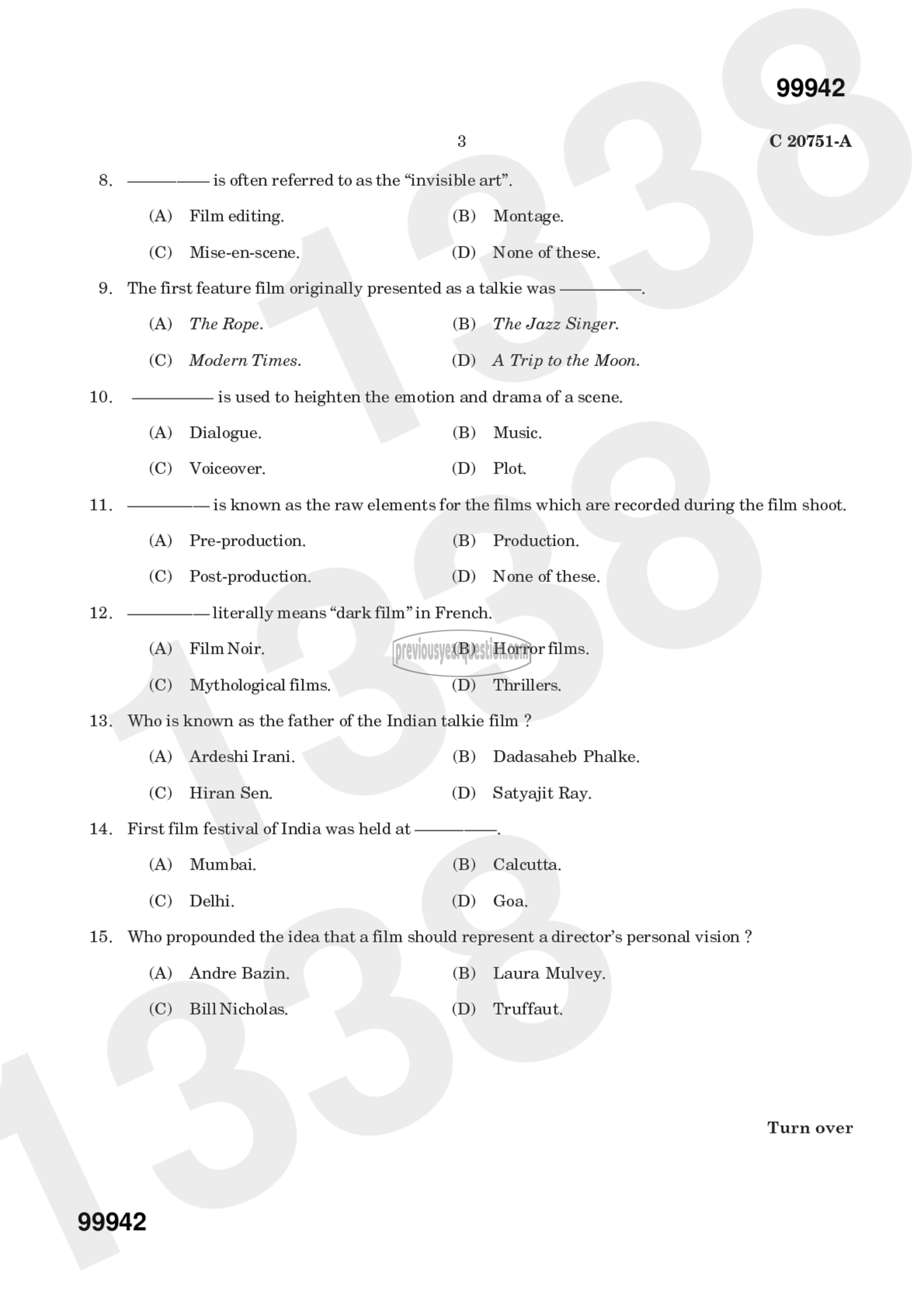 Question Paper - FILM STUDIES-5