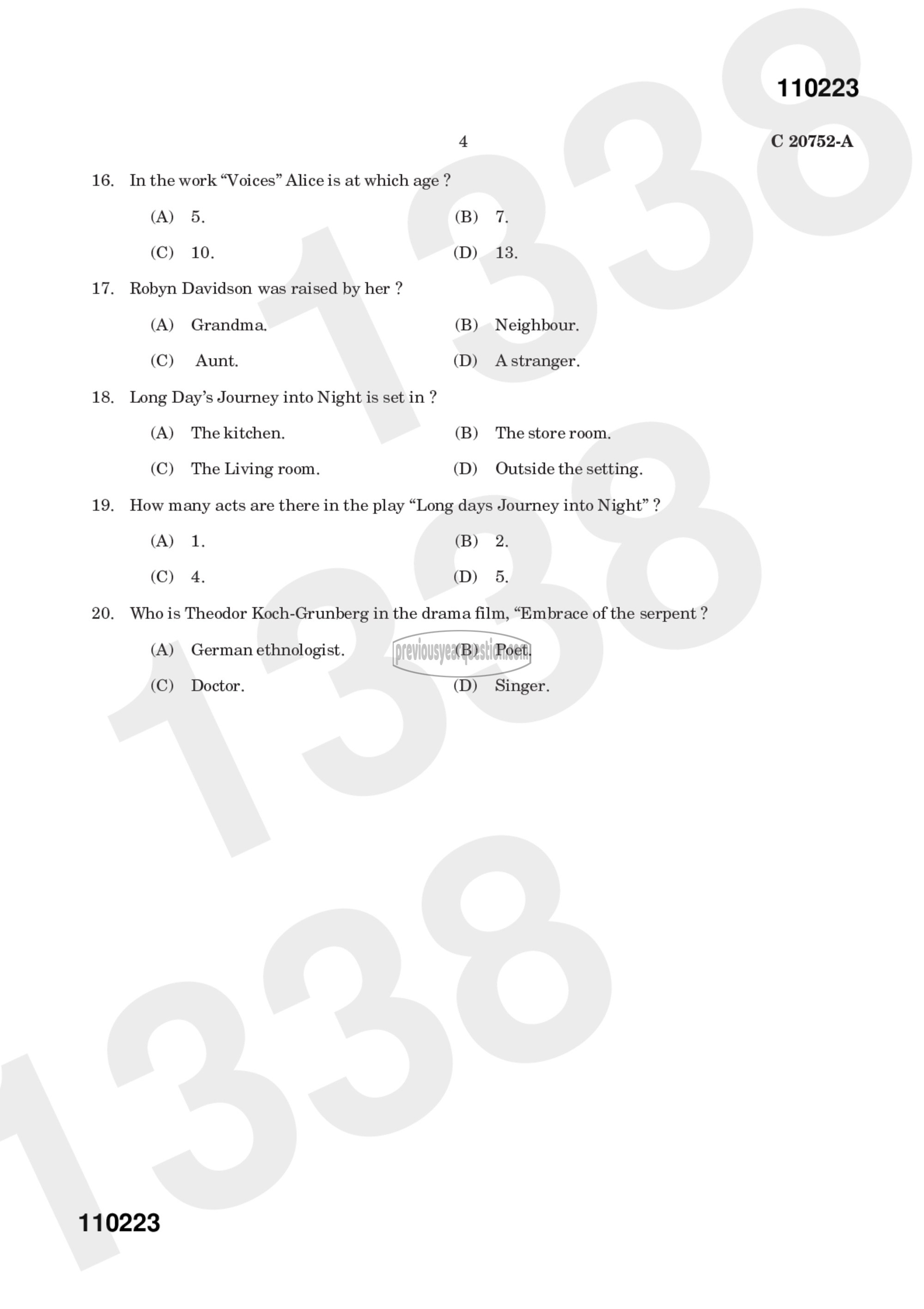 Question Paper - NEW LITERATURES IN ENGLISH-6