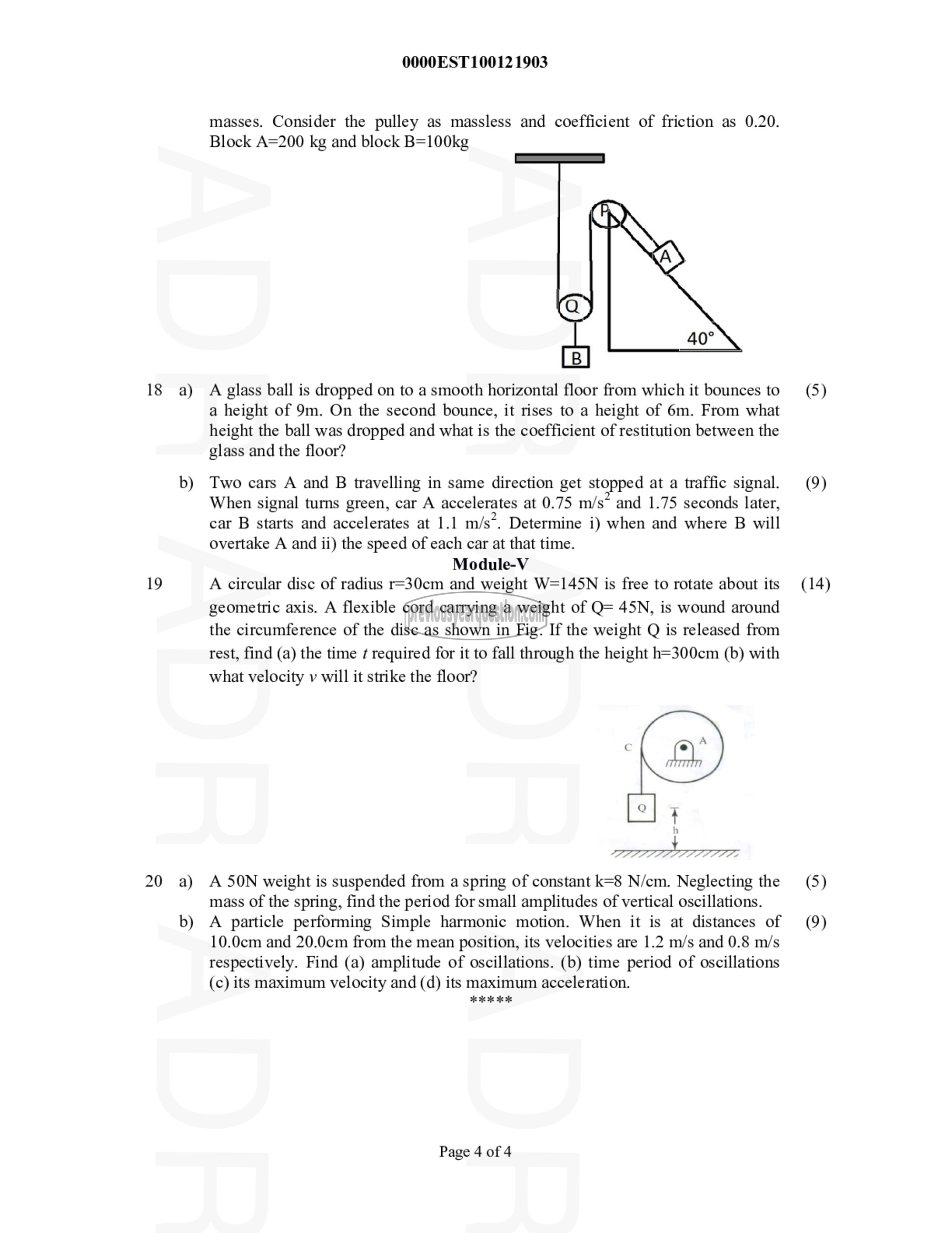 Question Paper - ENGINEERING MECHANICS-4