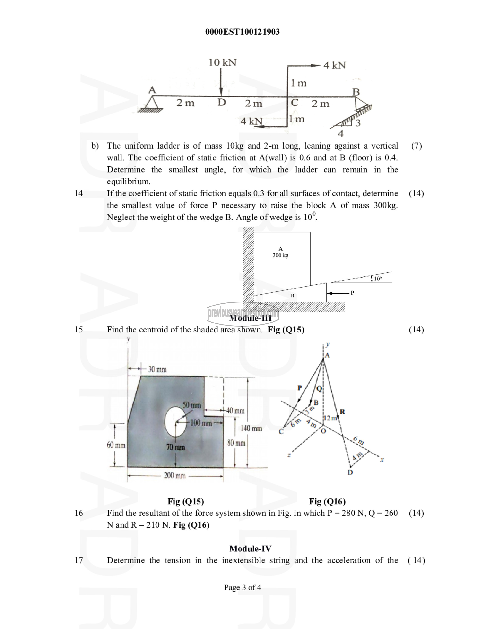 Question Paper - ENGINEERING MECHANICS-3