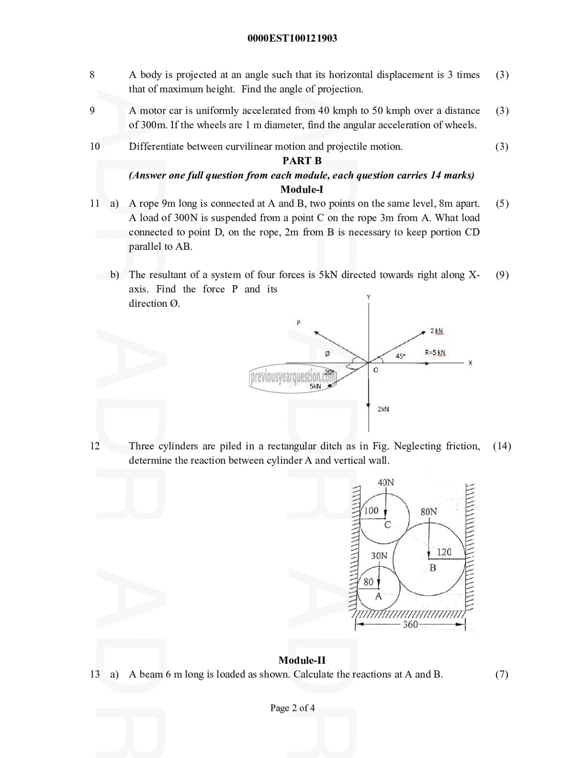 Question Paper - ENGINEERING MECHANICS-2