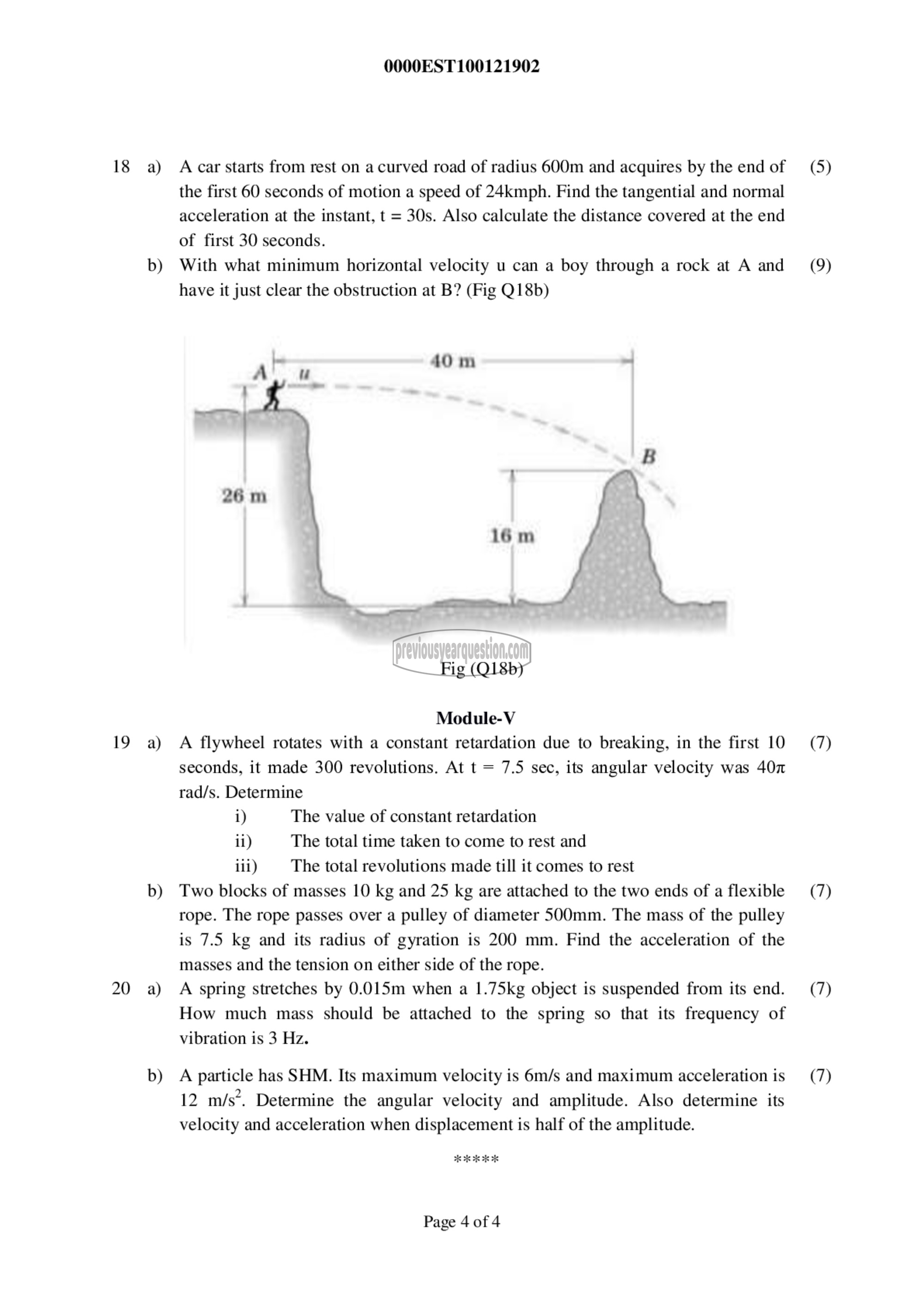 Question Paper - ENGINEERING MECHANICS-4