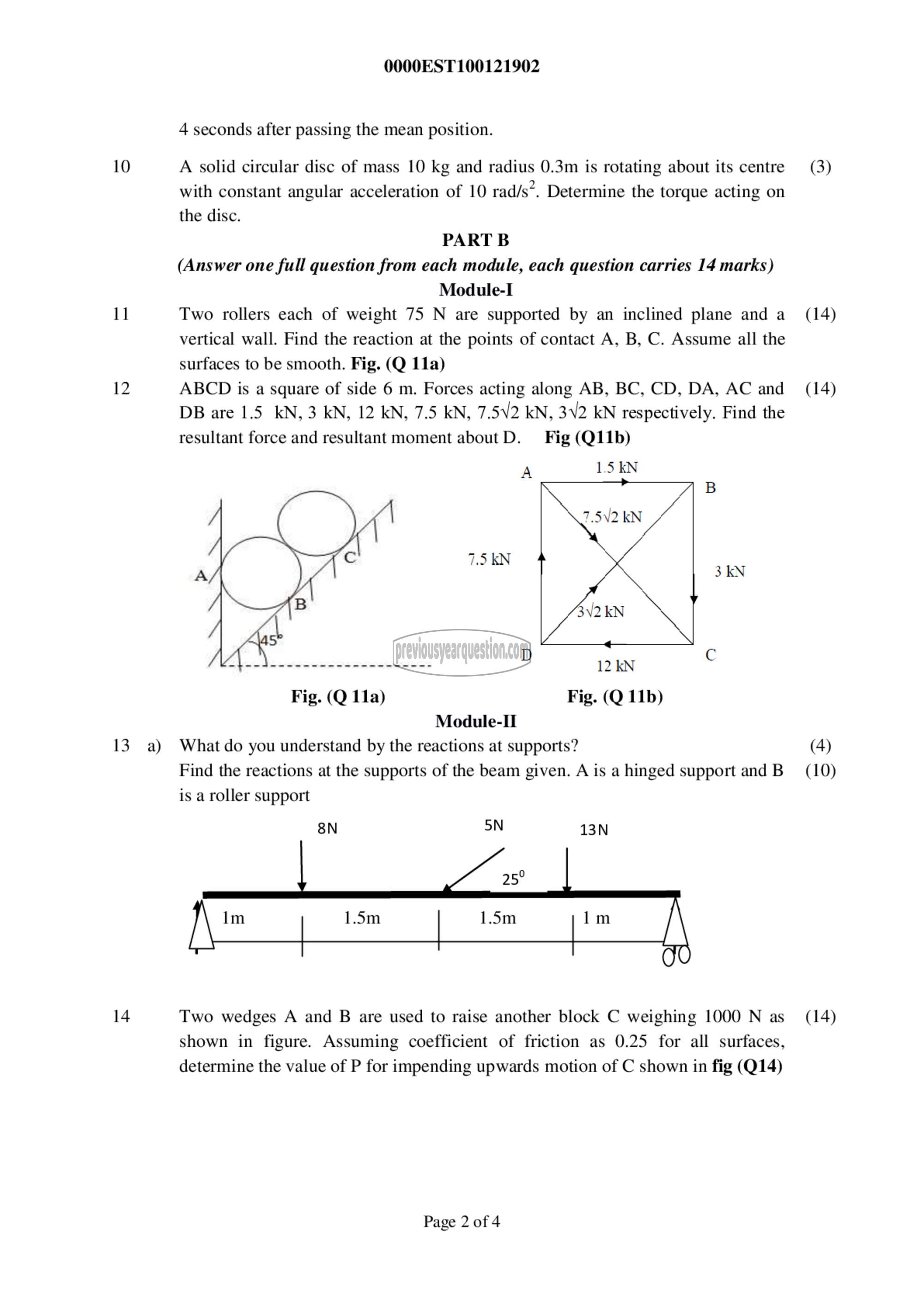 Question Paper - ENGINEERING MECHANICS-2