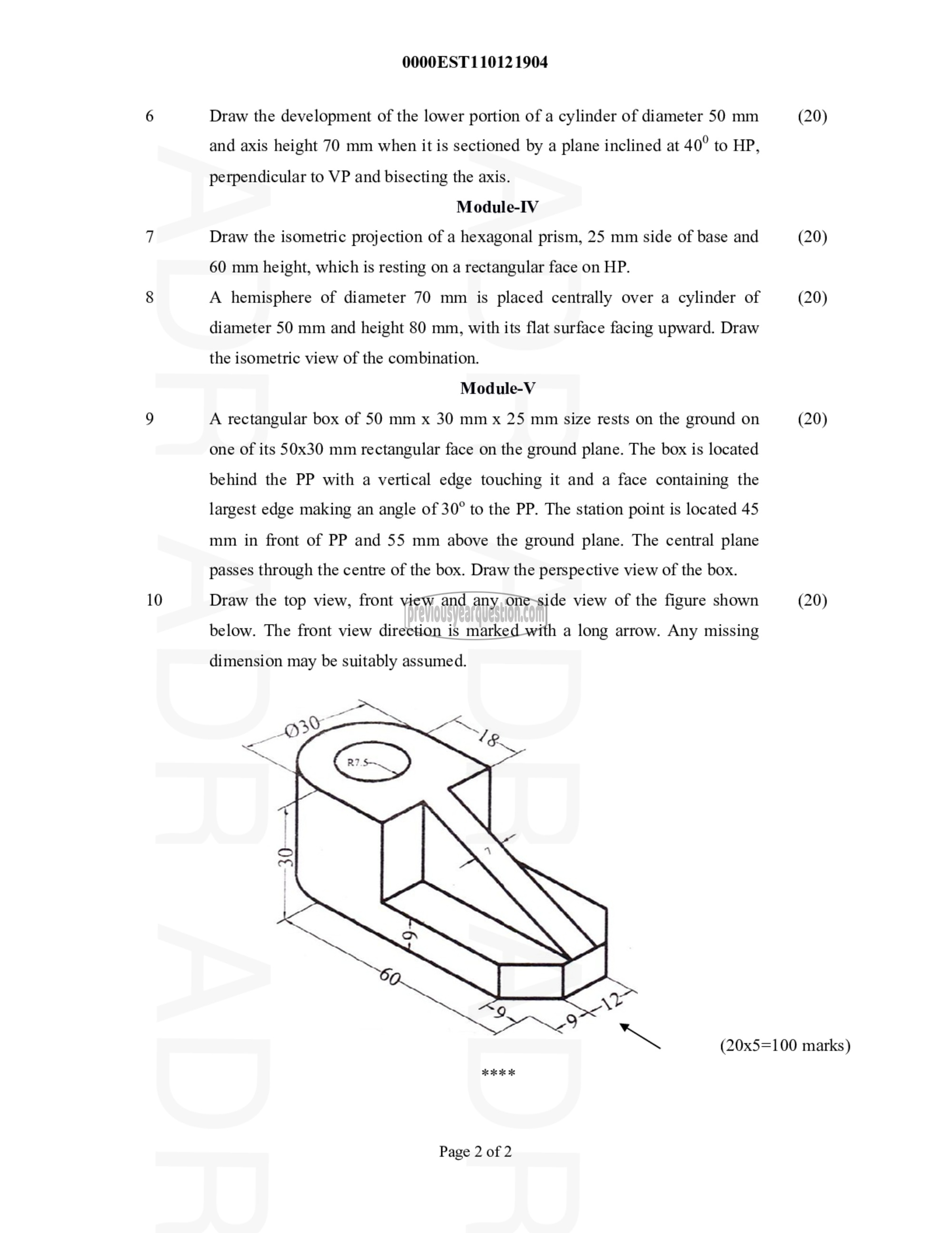 Question Paper - ENGINEERING GRAPHICS-2