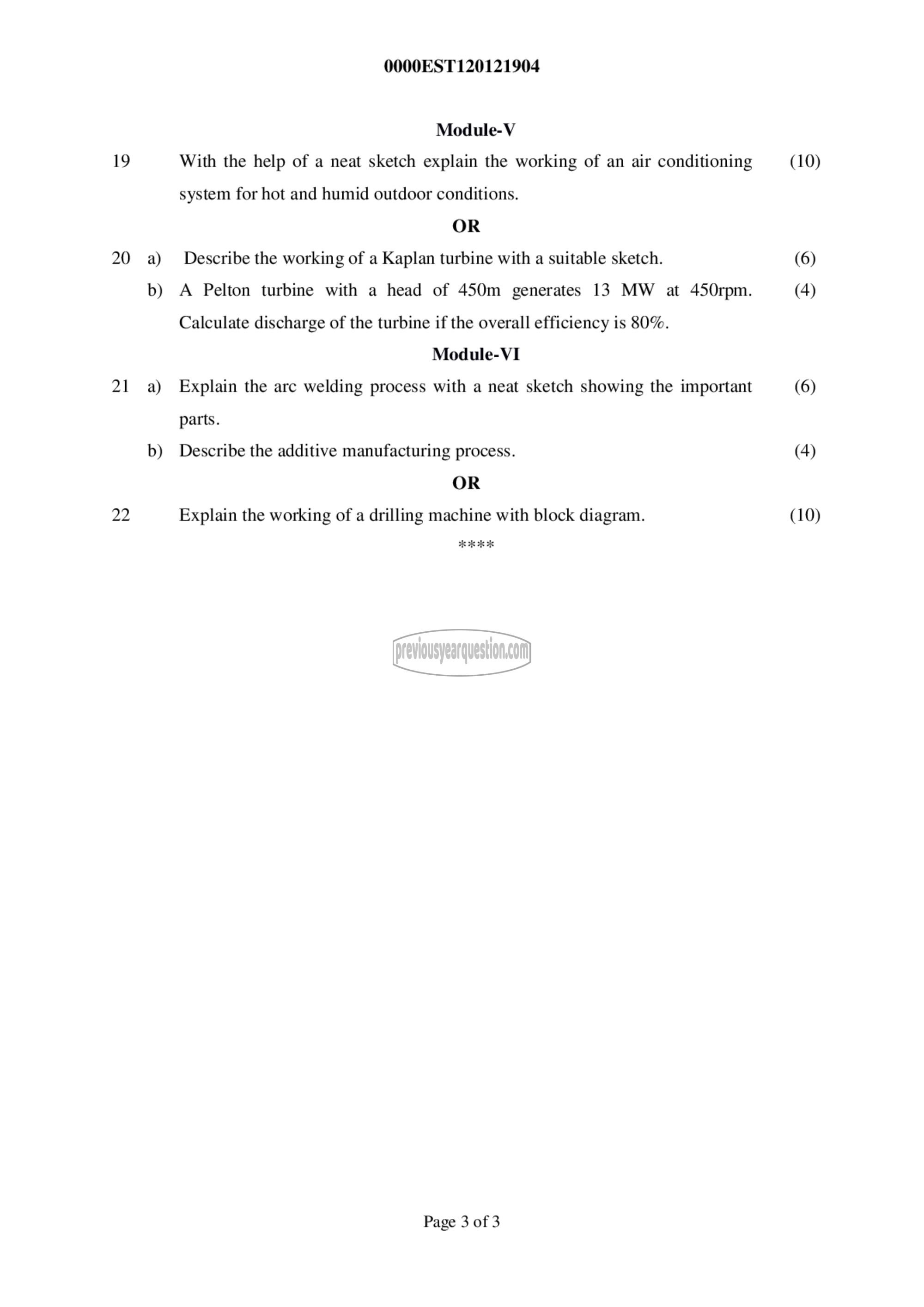 Question Paper - BASICS OF CIVIL & MECHANICAL ENGINEERING-3