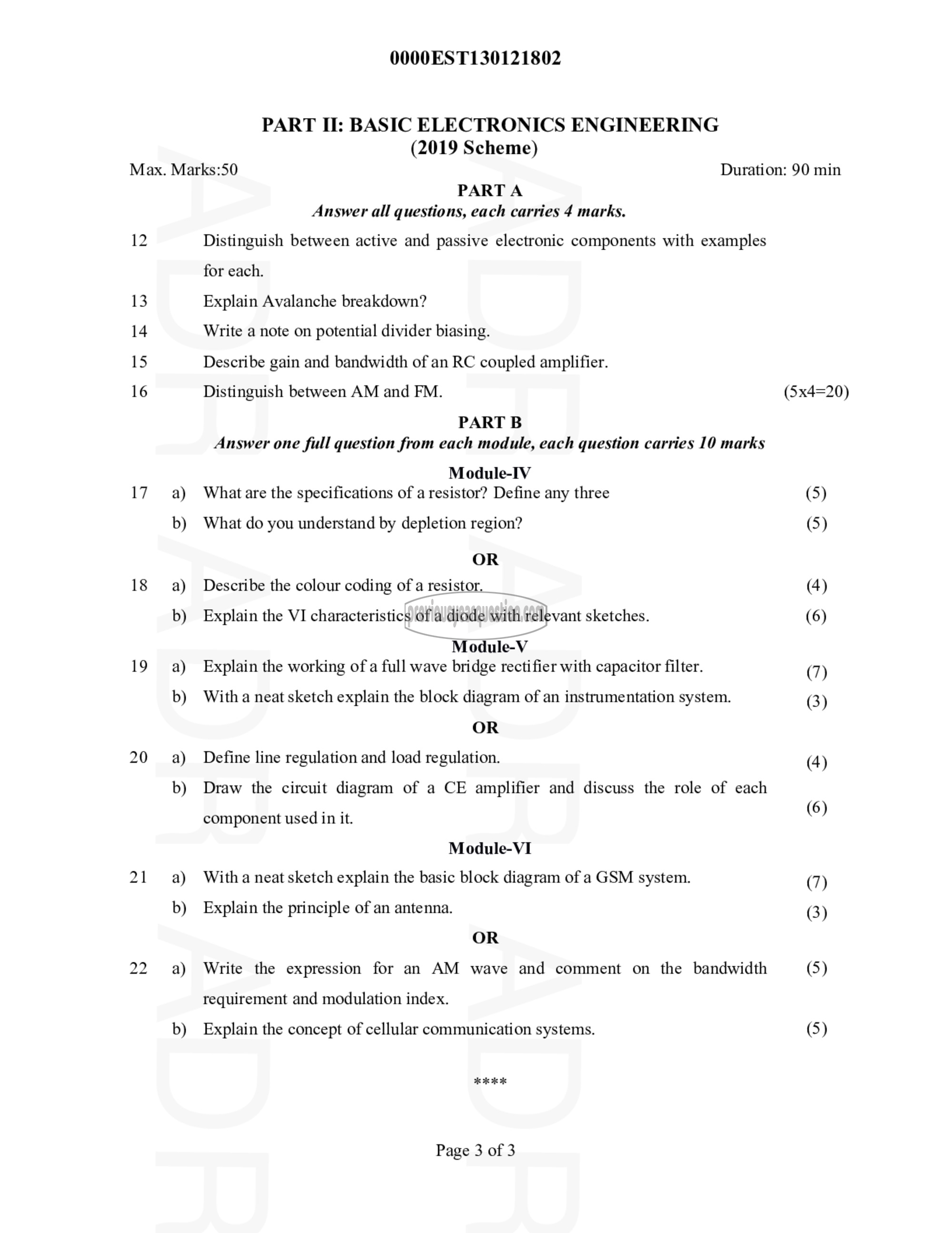 Question Paper - BASICS OF ELECTRICAL & ELECTRONICS ENGINEERING-3