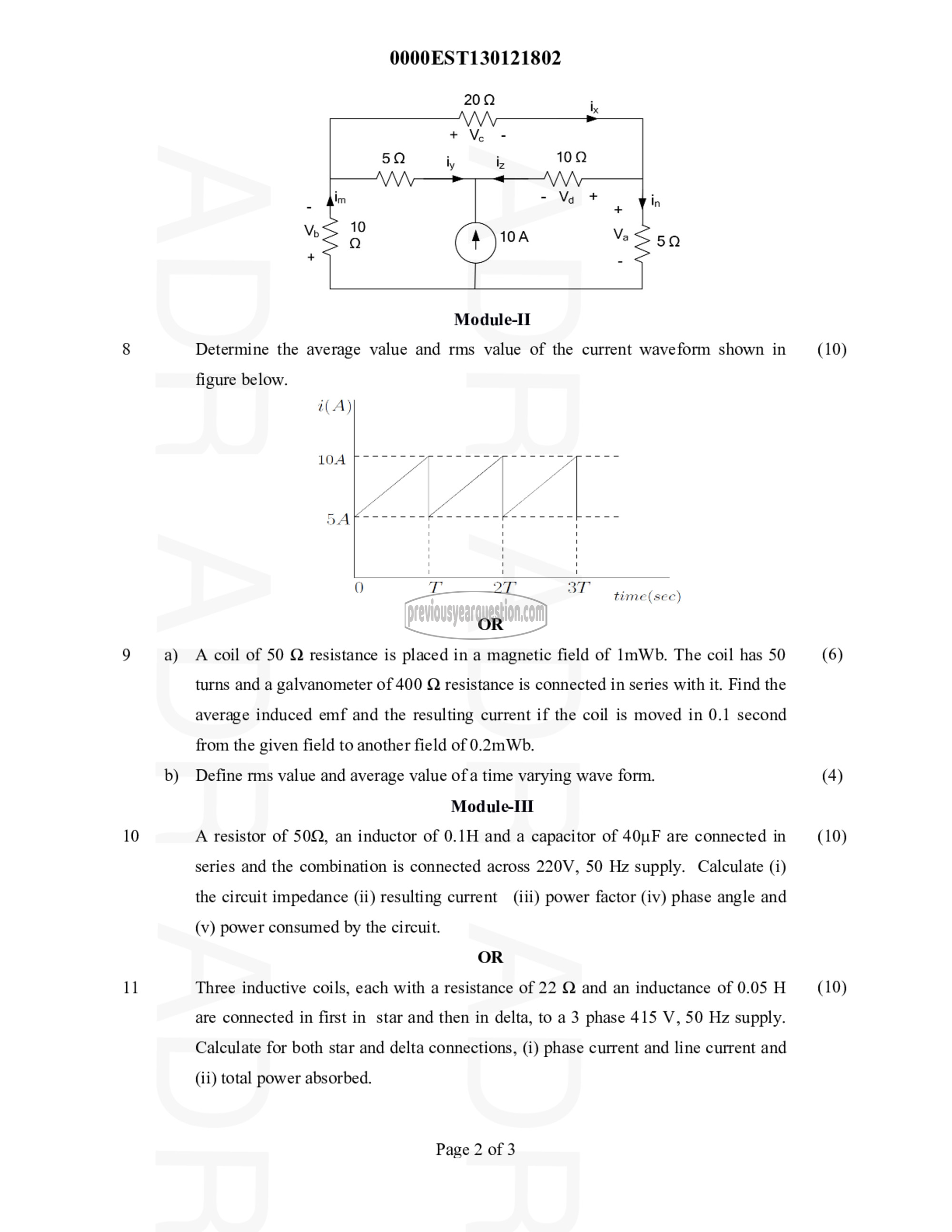 Question Paper - BASICS OF ELECTRICAL & ELECTRONICS ENGINEERING-2