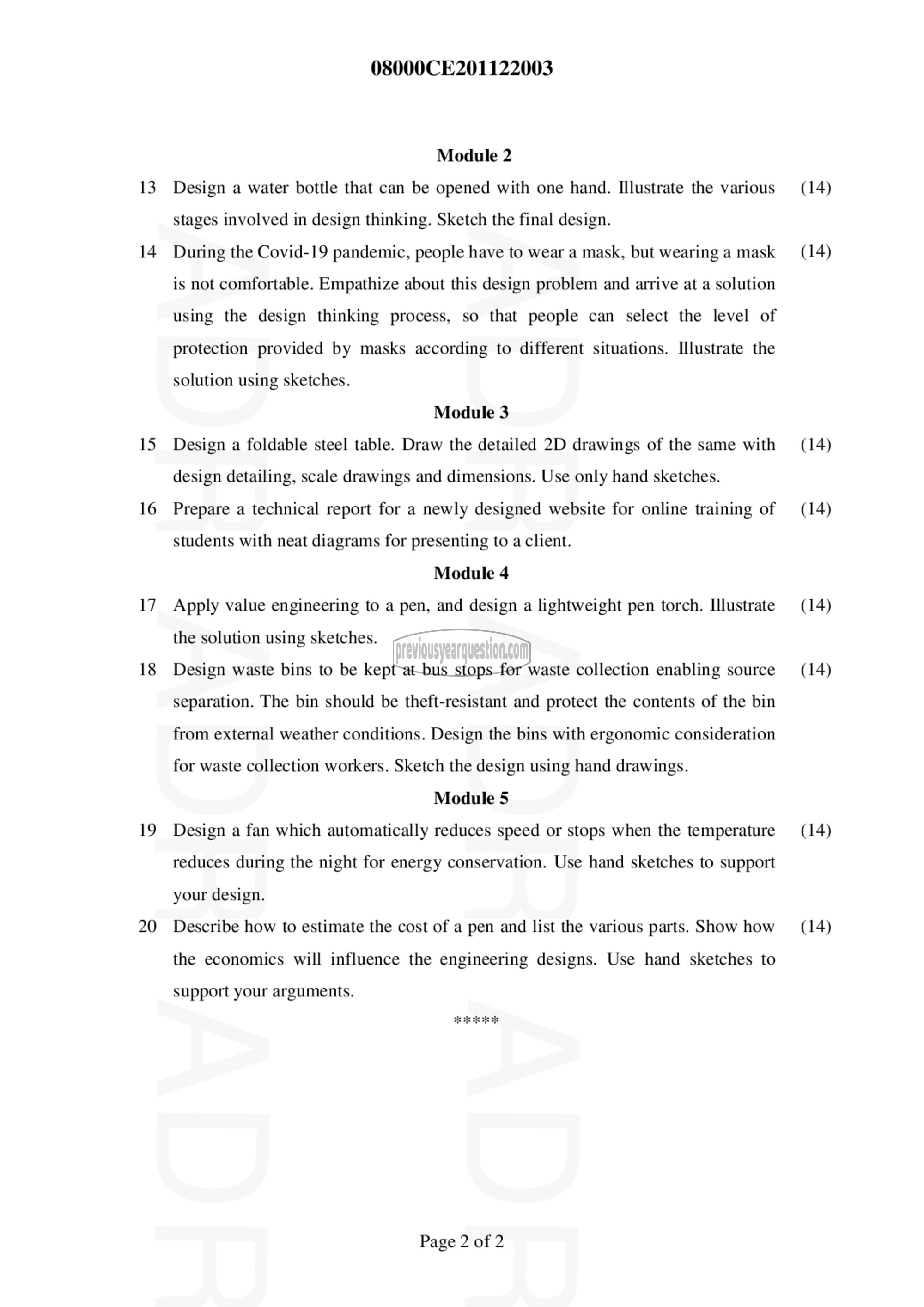 Question Paper - DESIGN AND ENGINEERING-2