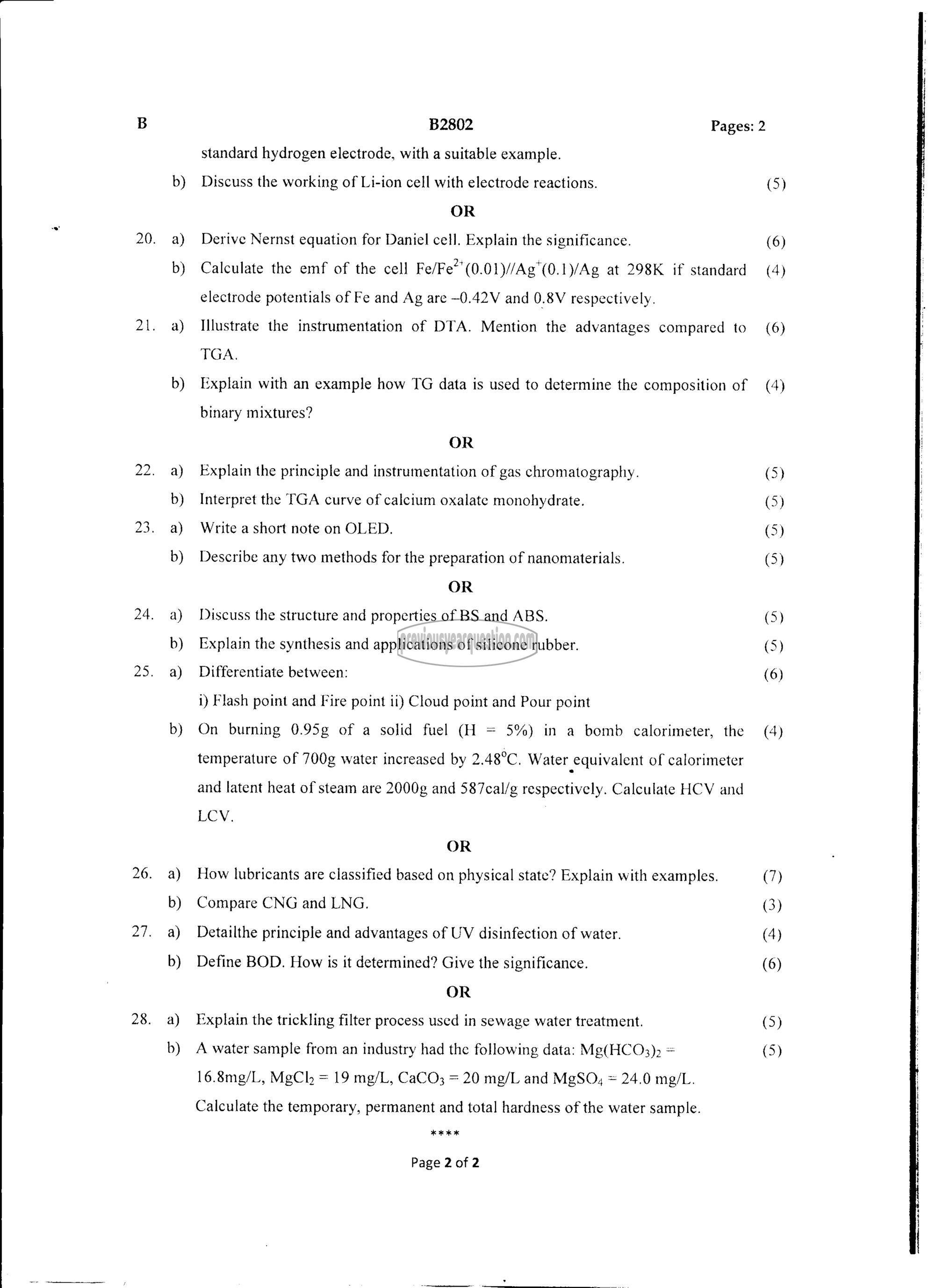 Question Paper - ENGINEERING CHEMISTRY-2