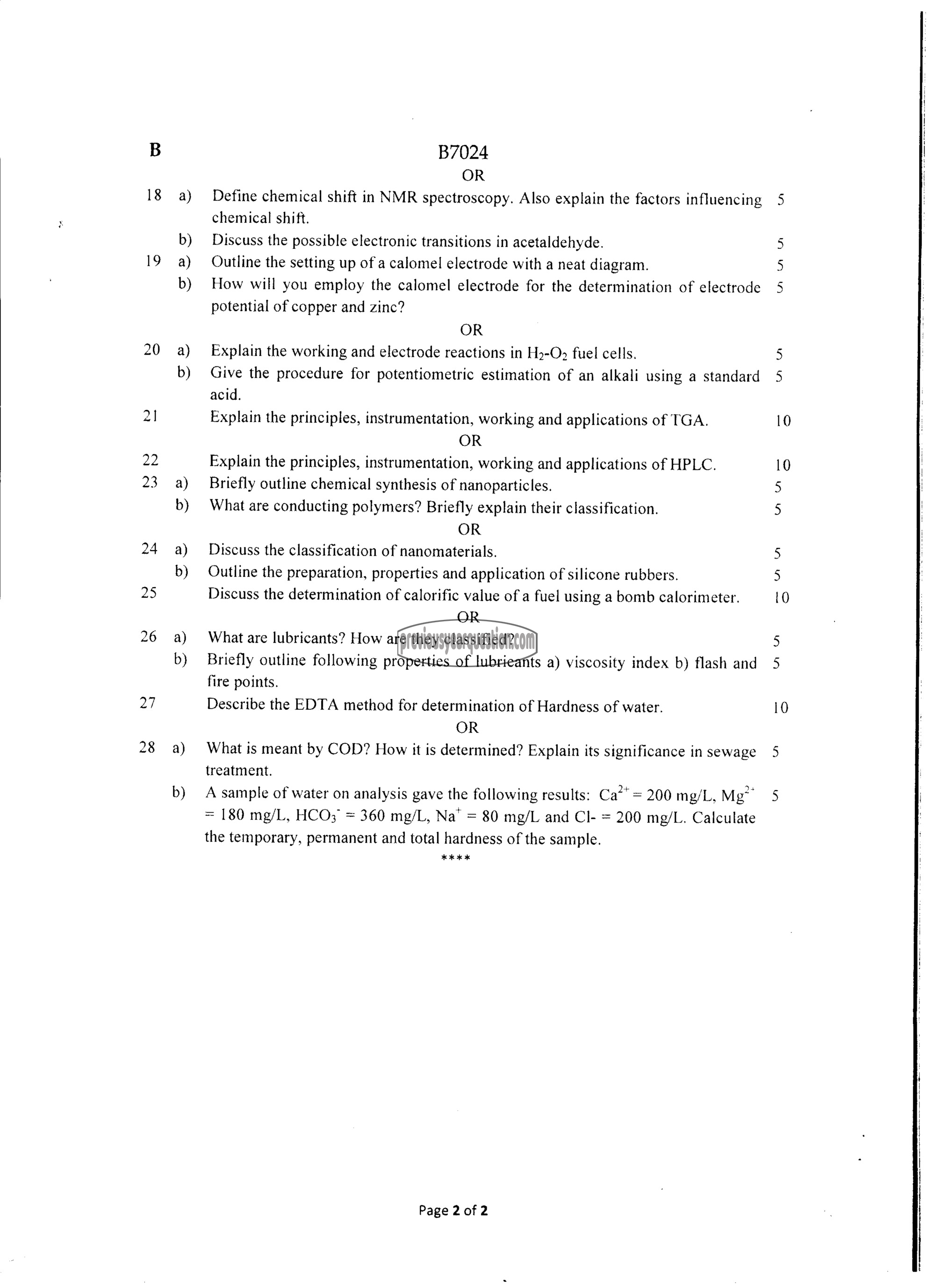 Question Paper - ENGINEERING CHEMISTRY-2