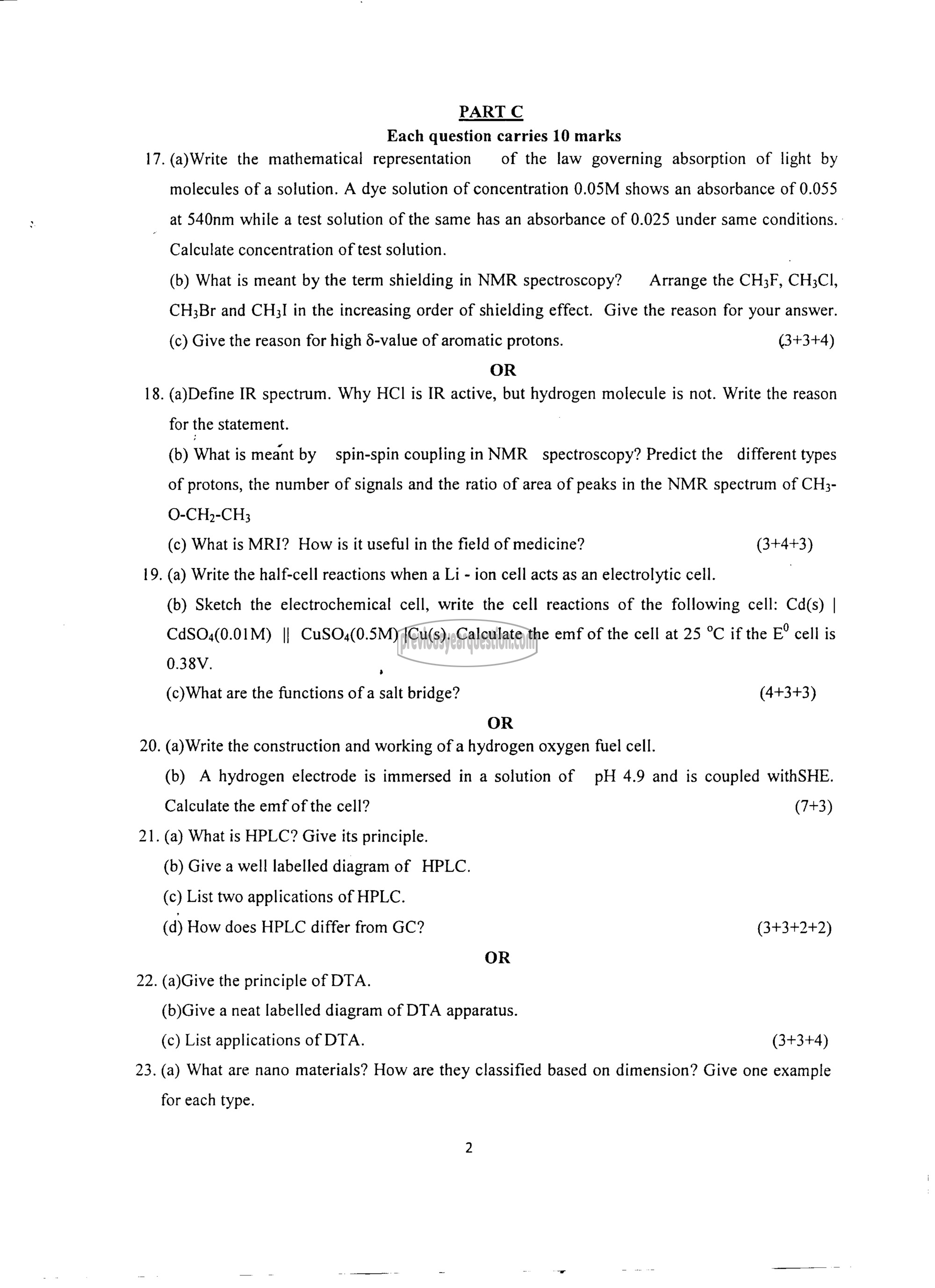 Question Paper - ENGINEERING CHEMISTRY-2