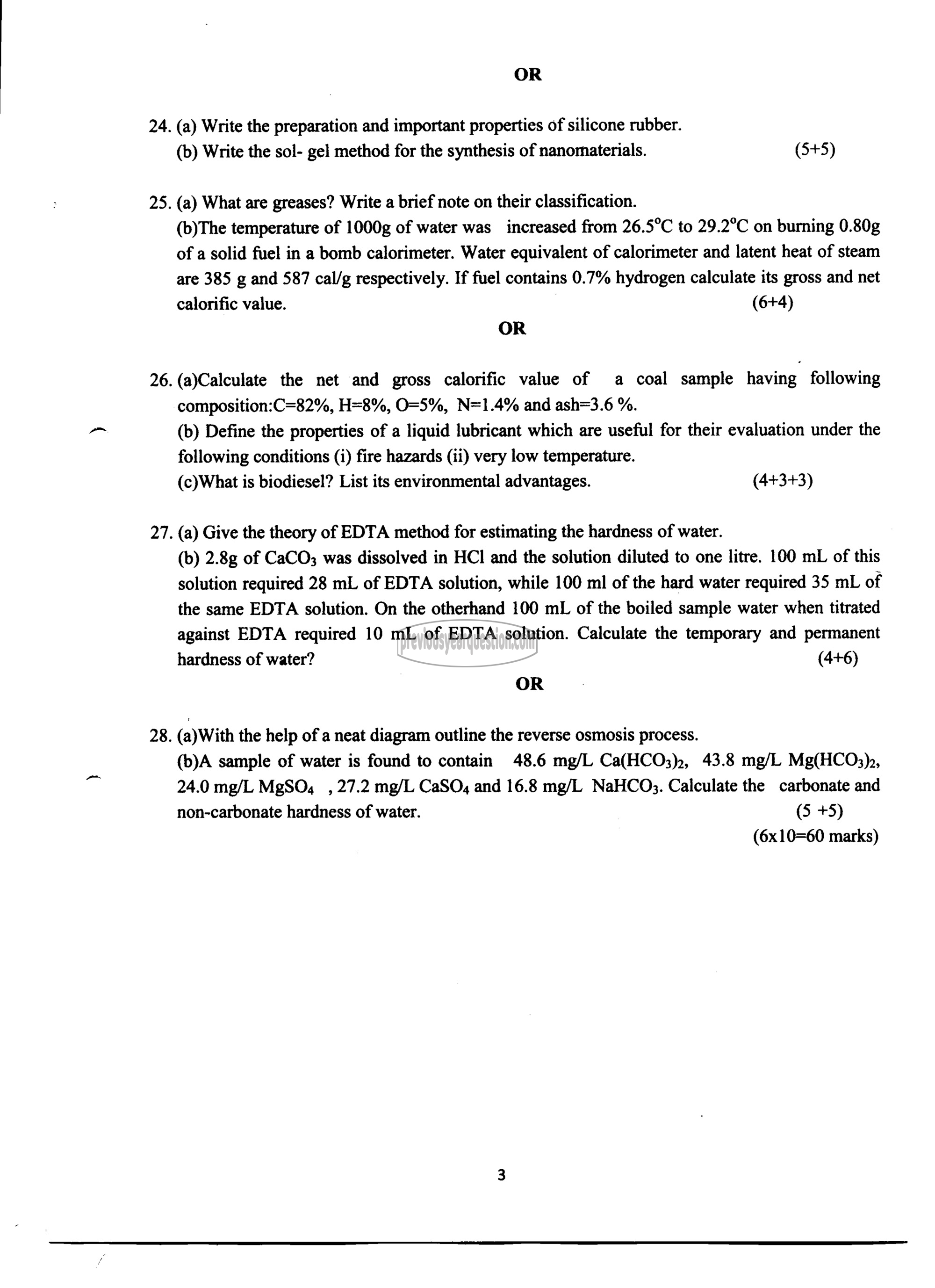 Question Paper - ENGINEERING CHEMISTRY-3