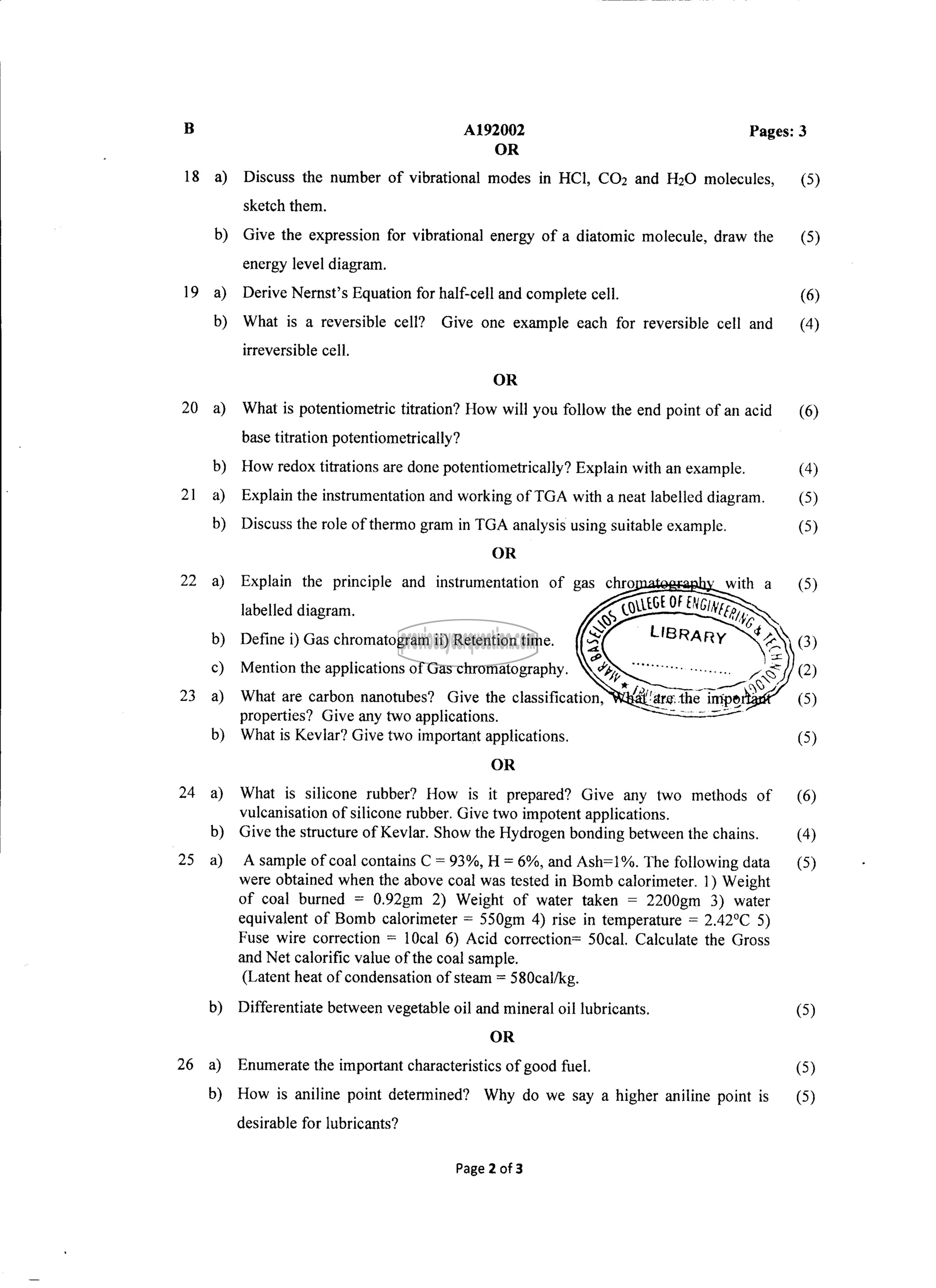 Question Paper - ENGINEERING CHEMISTRY-2