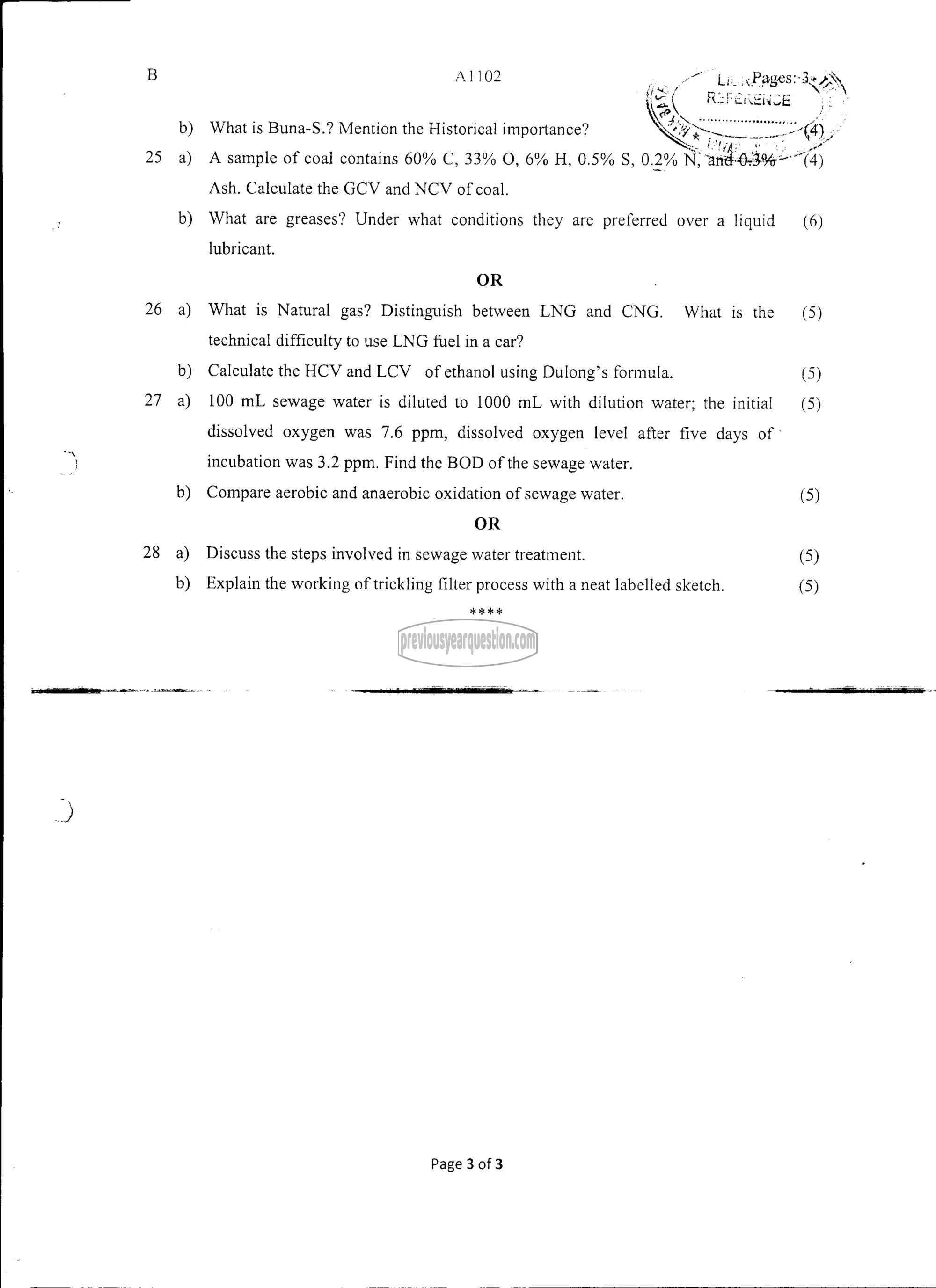 Question Paper - ENGINEERING CHEMISTRY-3