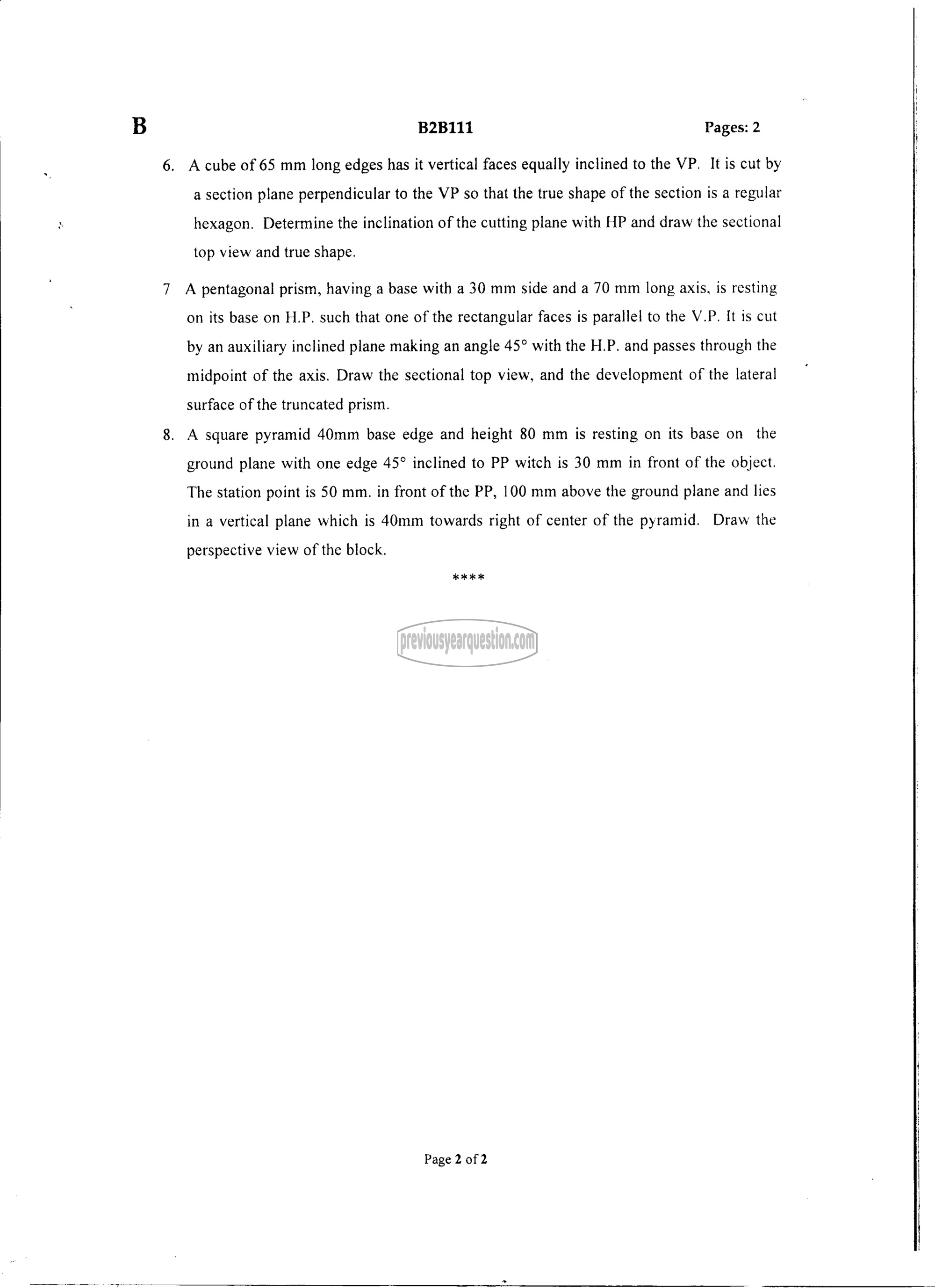 Question Paper - ENGINEERING GRAPHICS-2