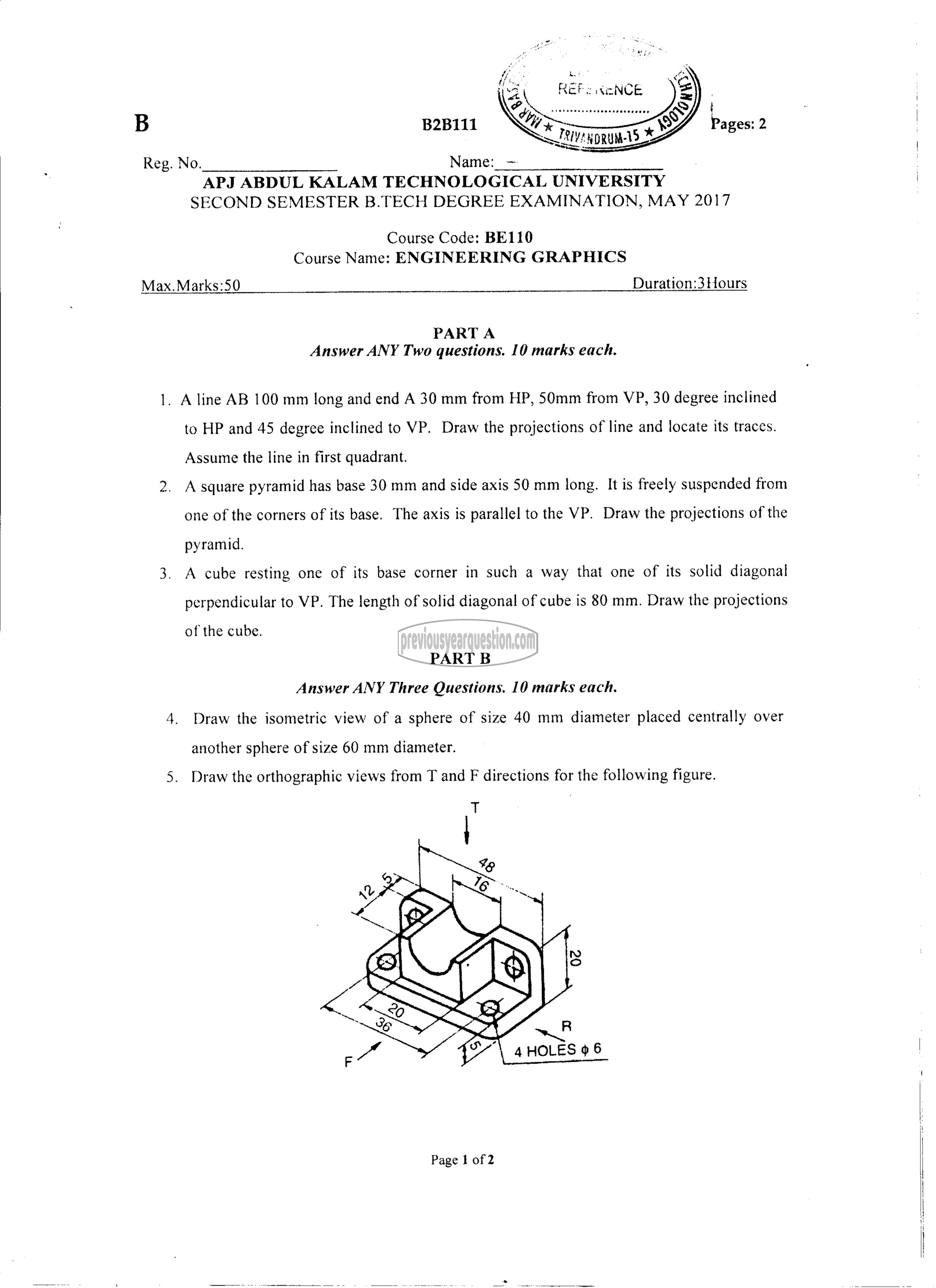 Question Paper - ENGINEERING GRAPHICS-1