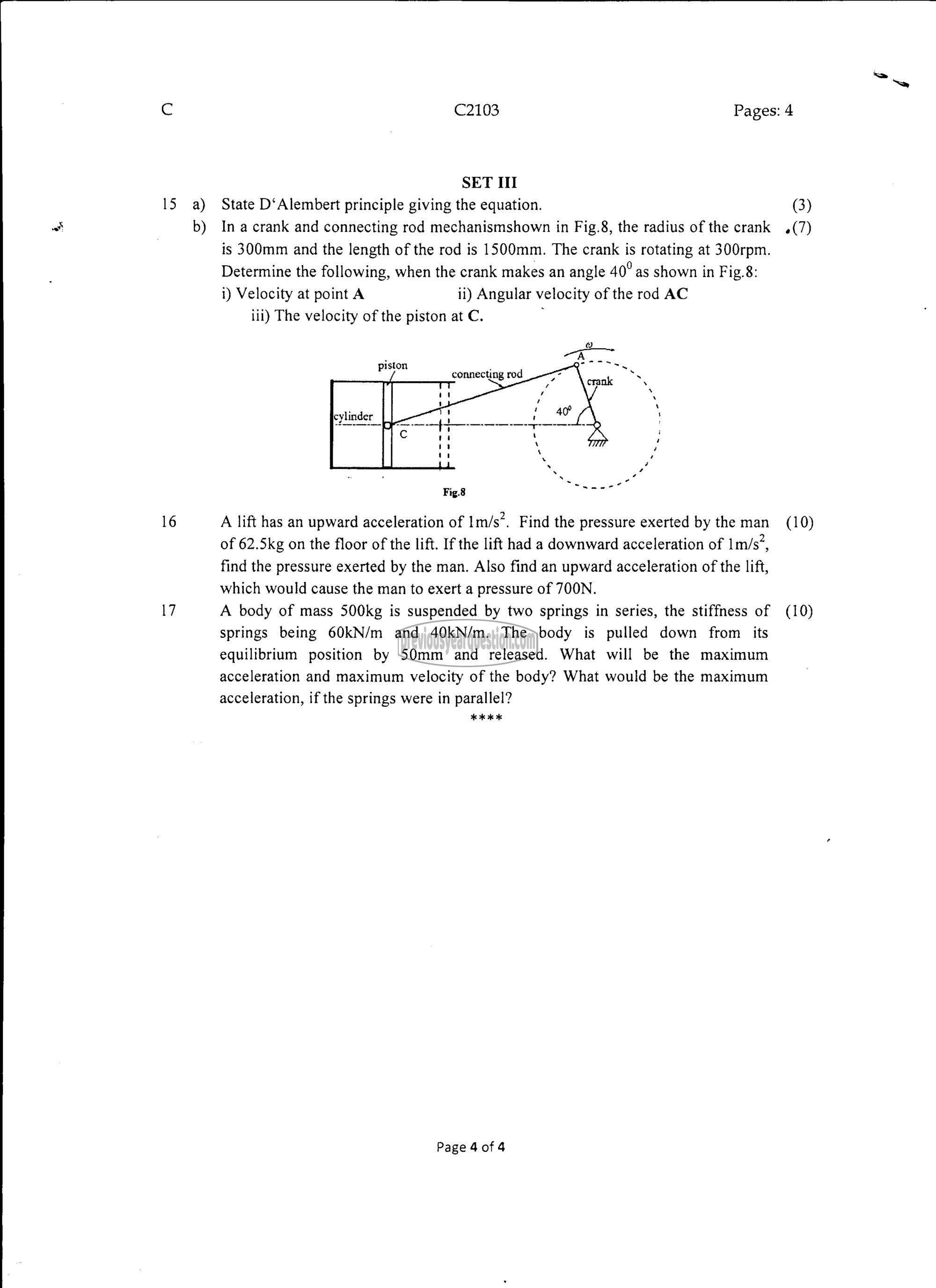 Question Paper - ENGINEERING MECHANICS-4