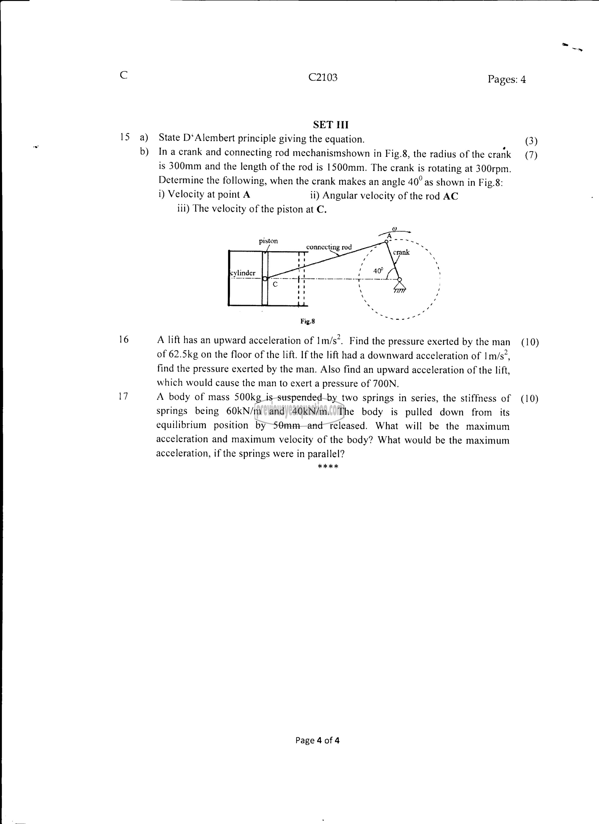 Question Paper - ENGINEERING MECHANICS-4