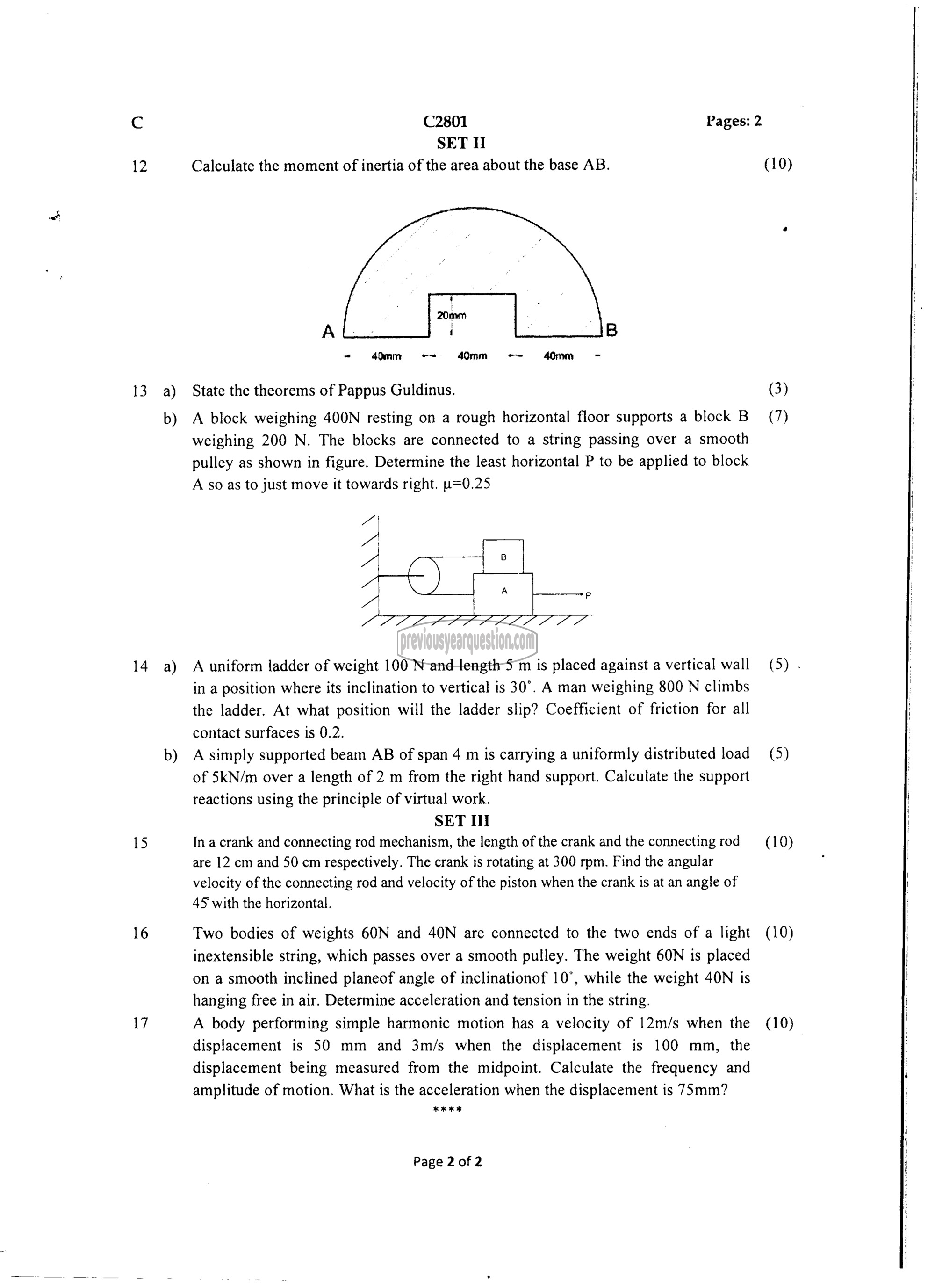 Question Paper - ENGINEERING MECHANICS-2